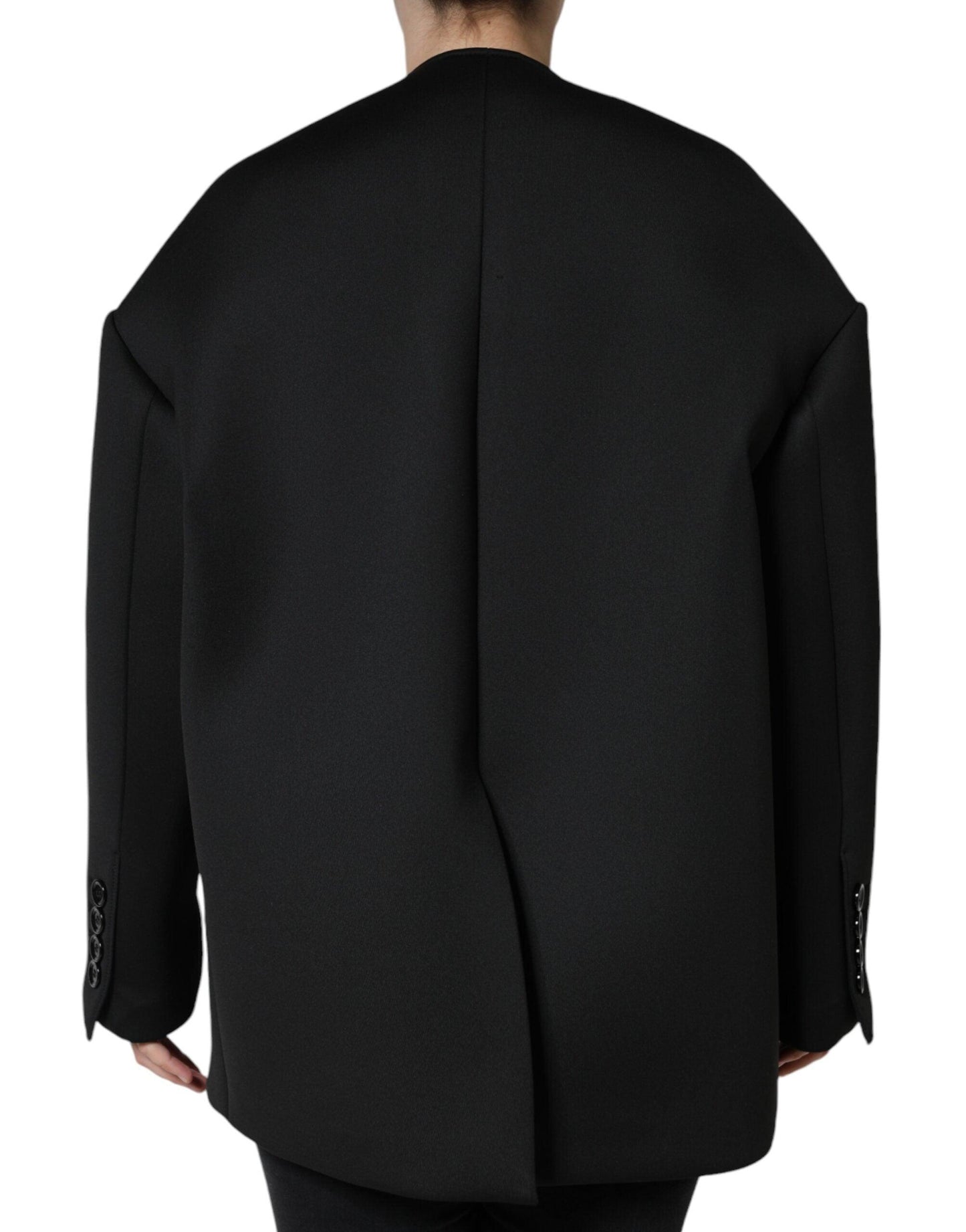 Dolce & Gabbana Black Polyester Double Breasted Coat Jacket - Arichezz.store