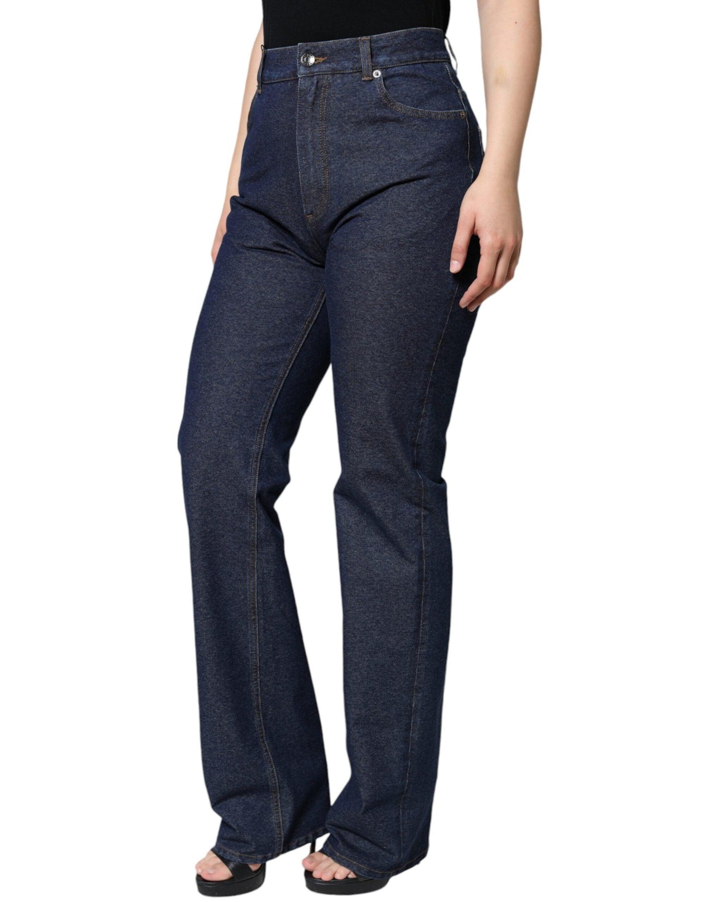 Dolce & Gabbana Dark Blue Cotton Stretch Straight Denim Jeans