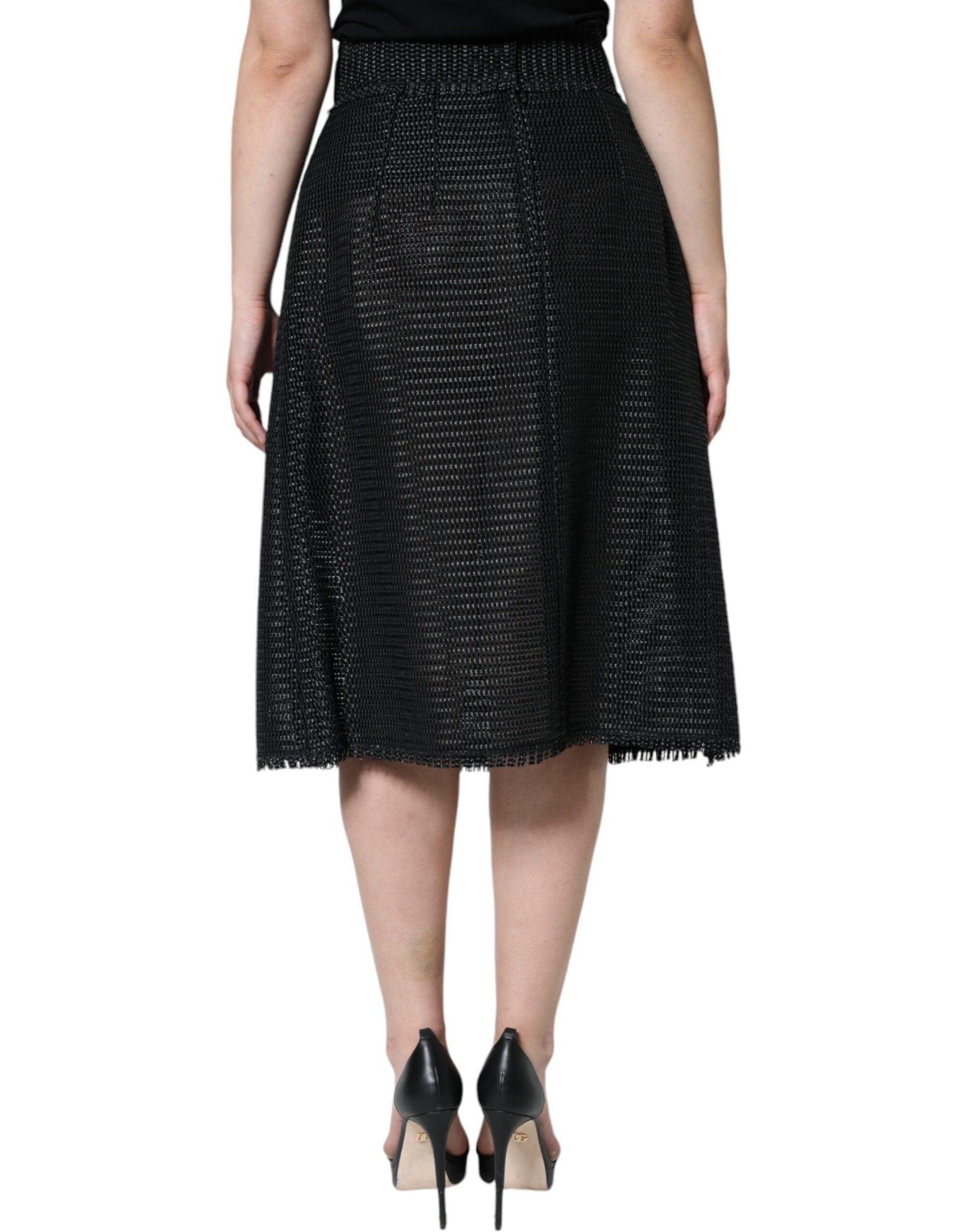 Dolce & Gabbana Black Viscose High Waist Pencil Cut Skirt - Arichezz.store