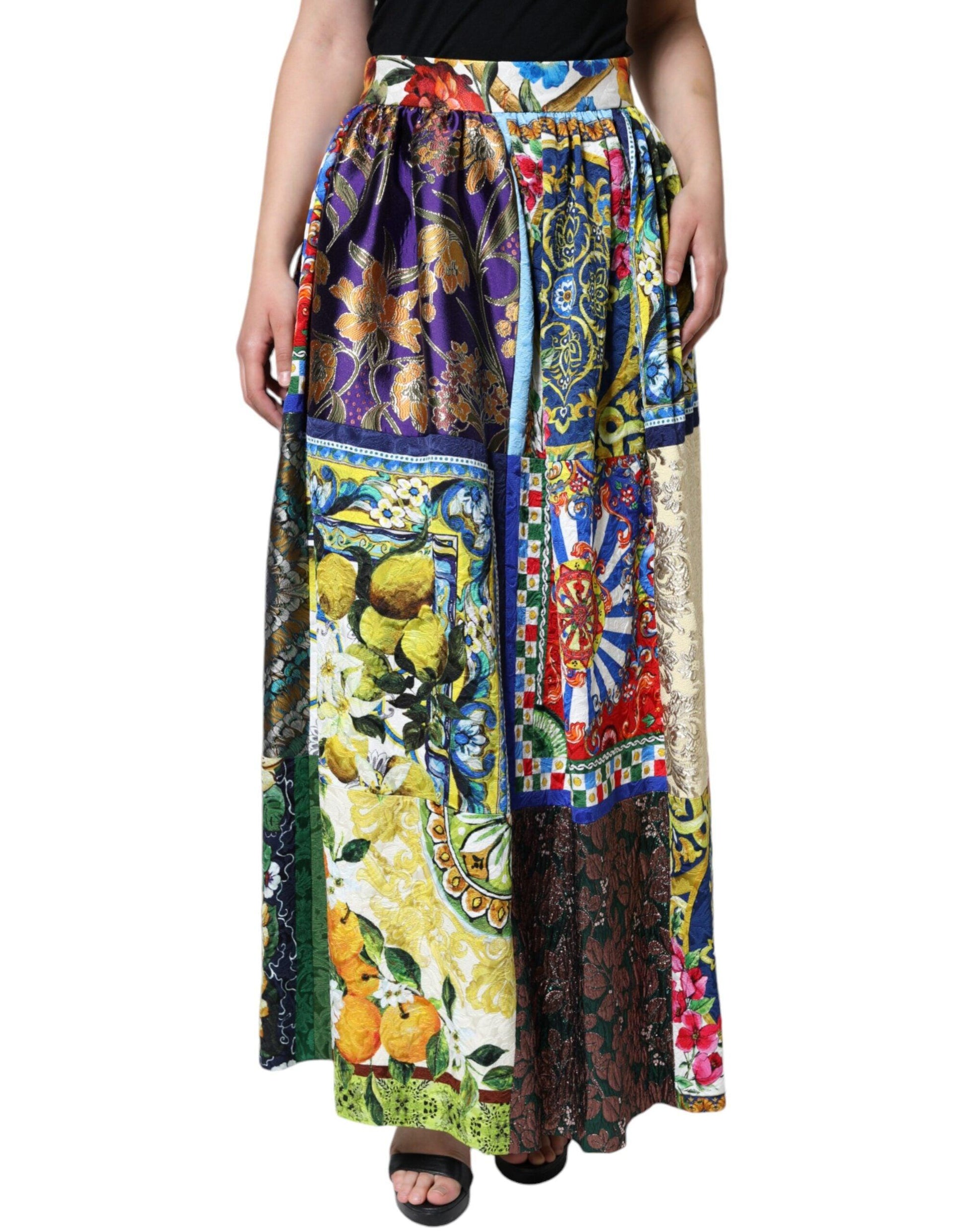 Dolce & Gabbana Multicolor Patchwork Sicily Long Maxi Skirt - Arichezz.store