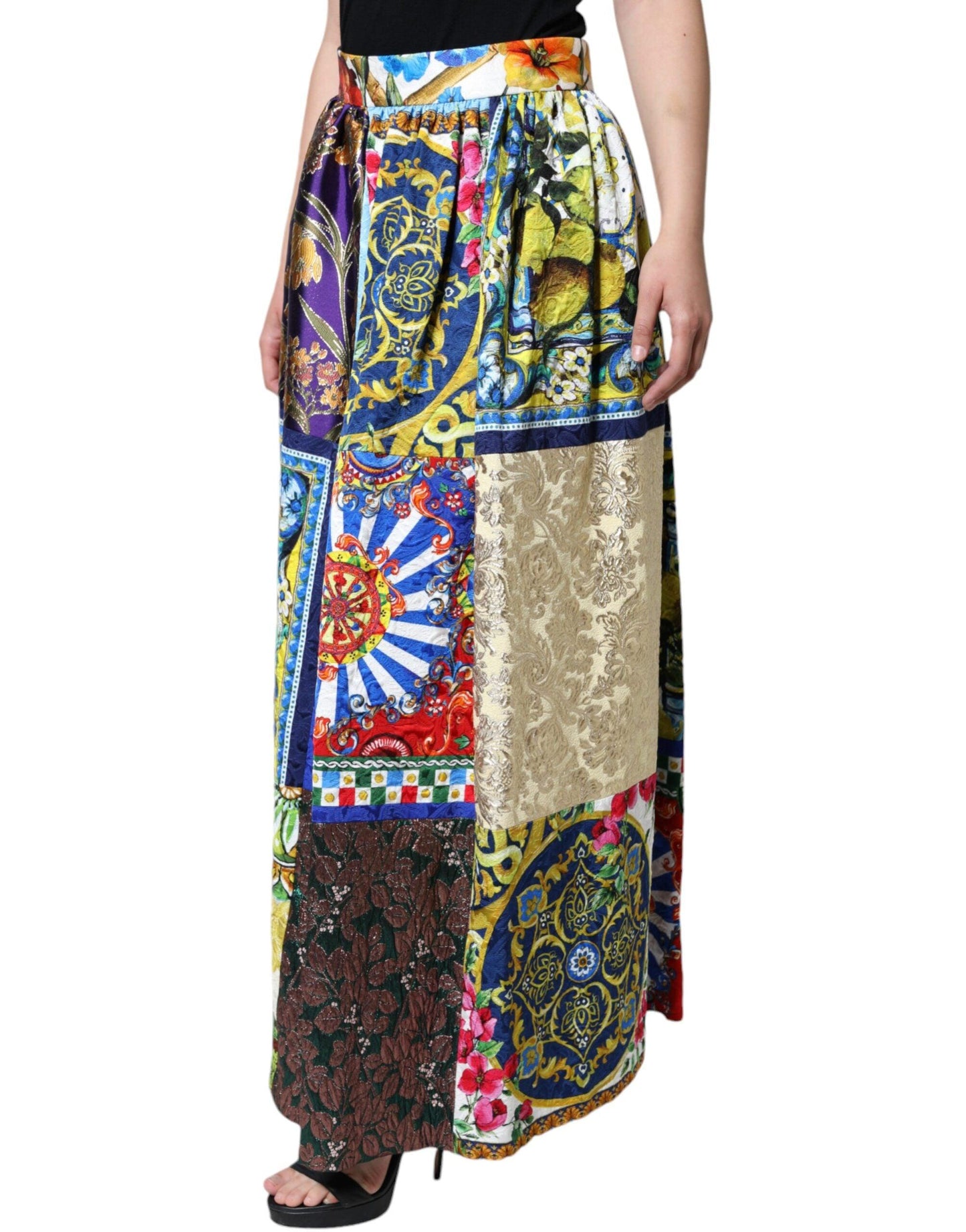 Dolce & Gabbana Multicolor Patchwork Sicily Long Maxi Skirt - Arichezz.store