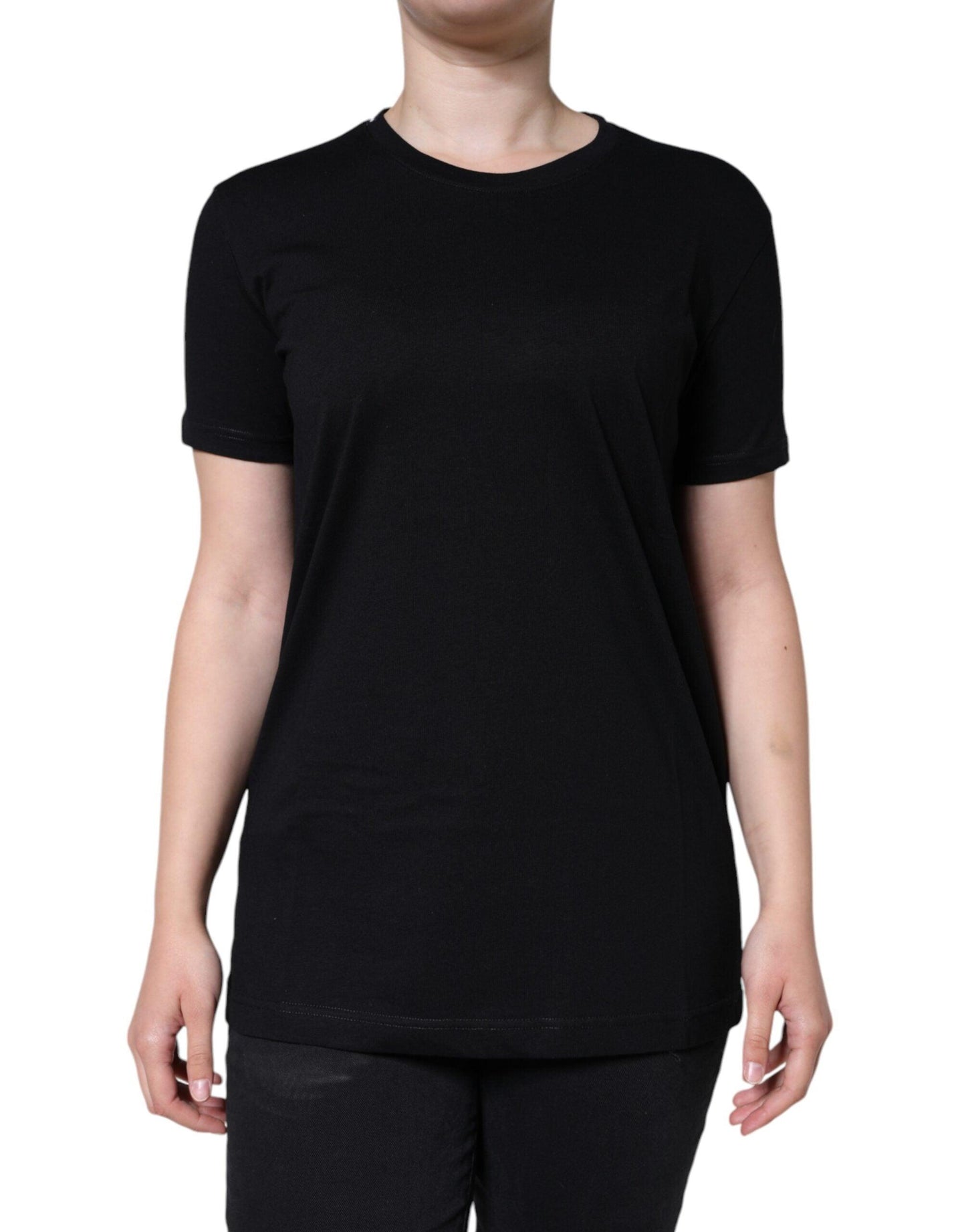 Dolce & Gabbana Black Cotton Crew Neck Short Sleeve T-shirt - Arichezz.store