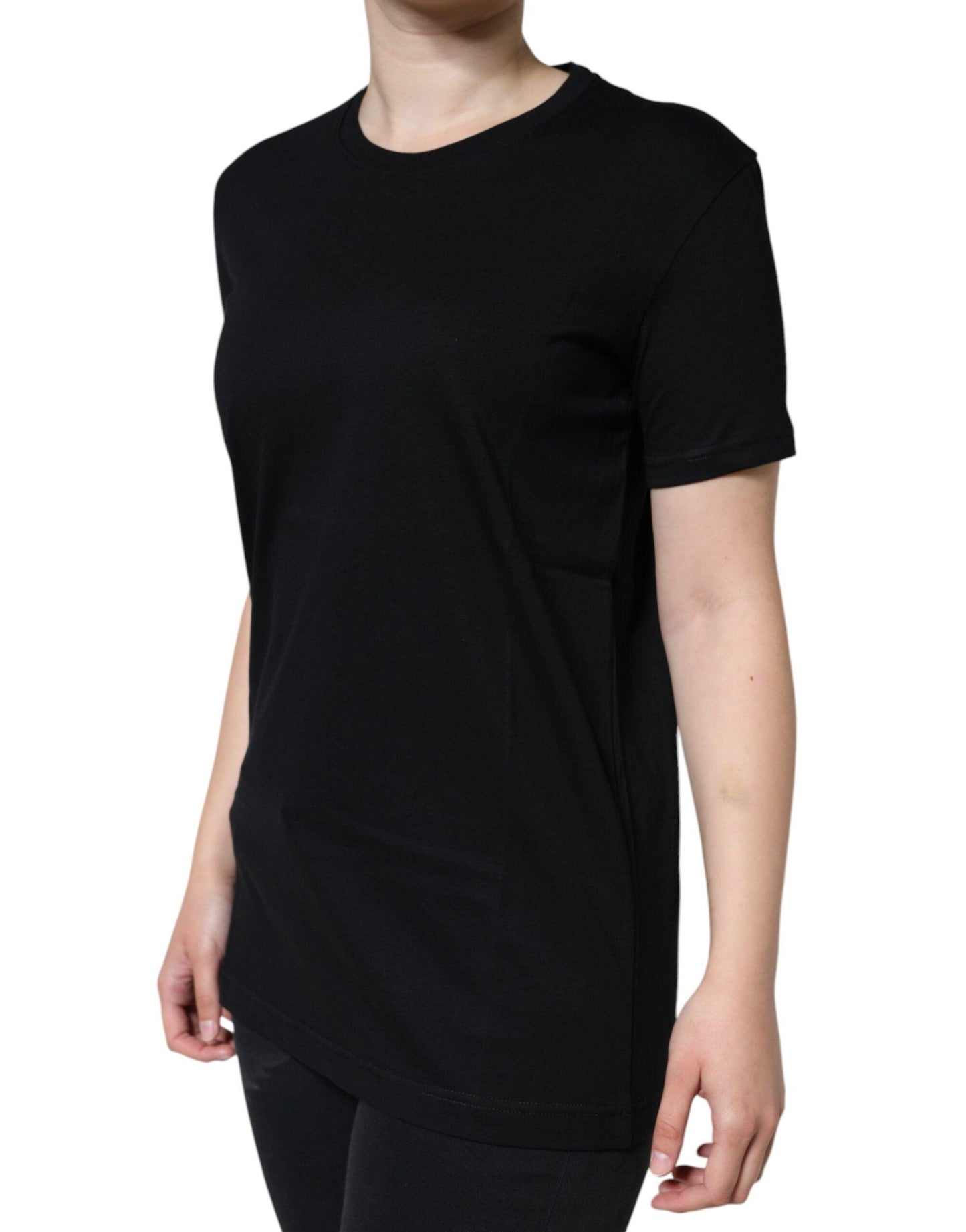 Dolce & Gabbana Black Cotton Crew Neck Short Sleeve T-shirt - Arichezz.store