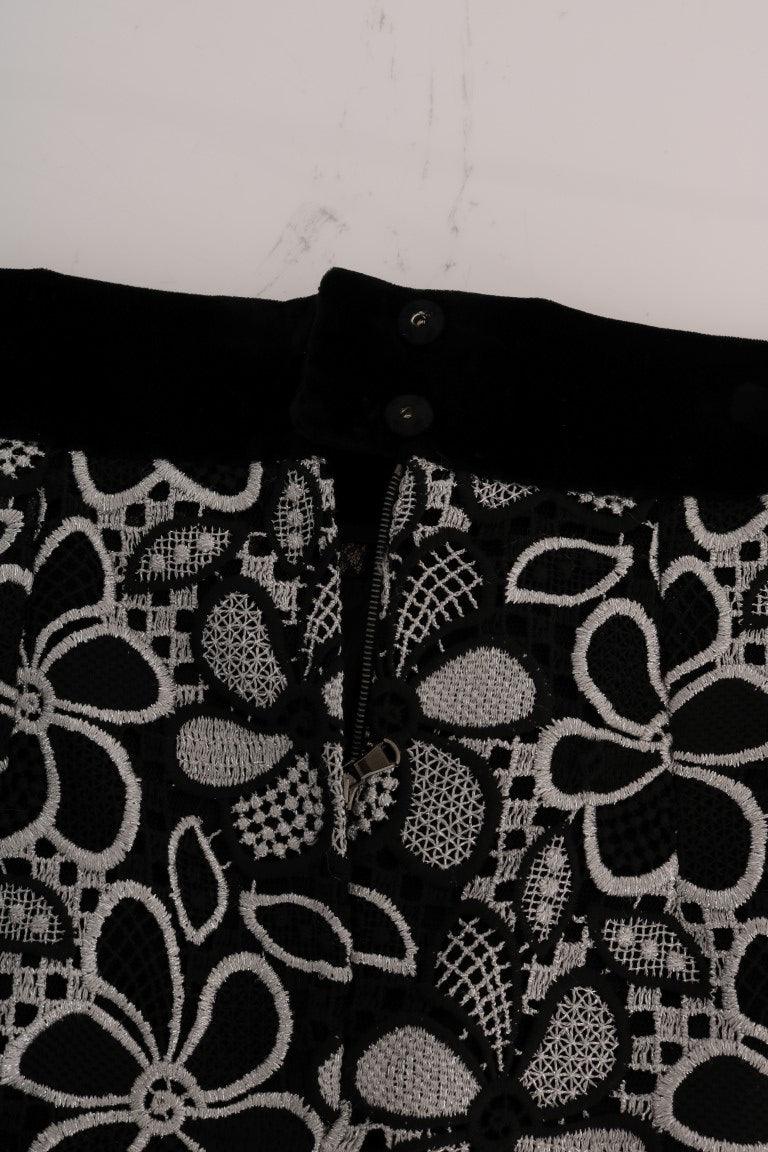 Dolce & Gabbana Elegant Lace Mini Skirt with Crystal Details - Arichezz.store