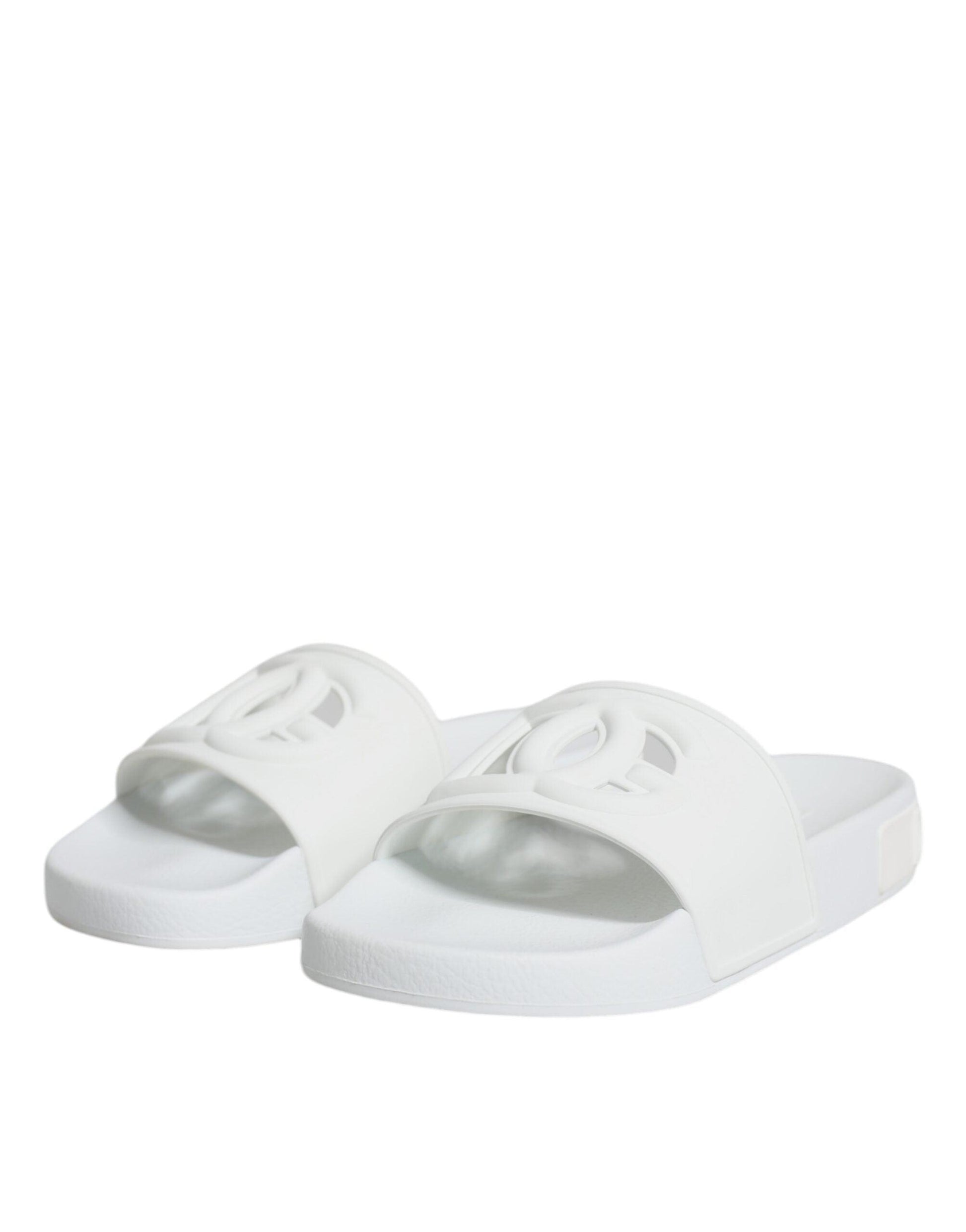 Dolce & Gabbana White Rubber Slides Sandals Beachwear Shoes - Arichezz.store