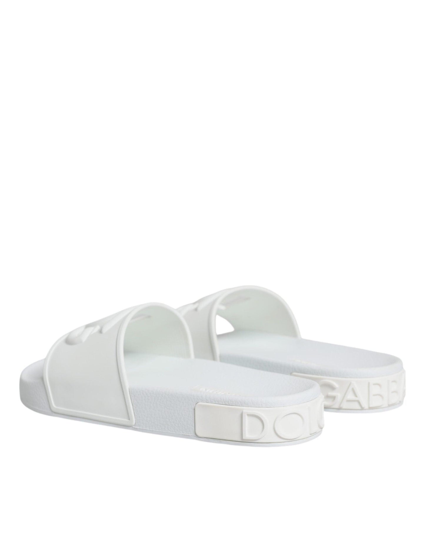 Dolce & Gabbana White Rubber Slides Sandals Beachwear Shoes - Arichezz.store