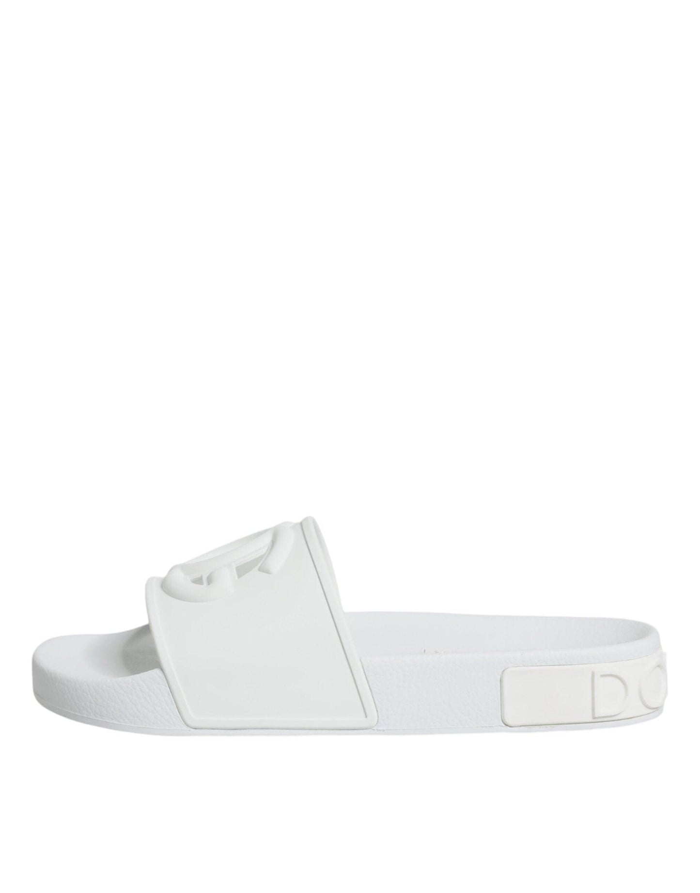 Dolce & Gabbana White Rubber Slides Sandals Beachwear Shoes - Arichezz.store