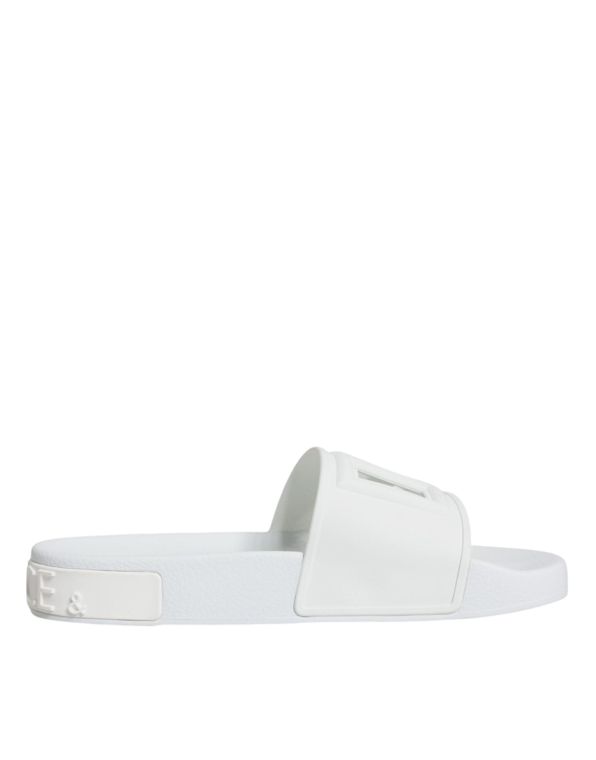 Dolce & Gabbana White Rubber Slides Sandals Beachwear Shoes - Arichezz.store