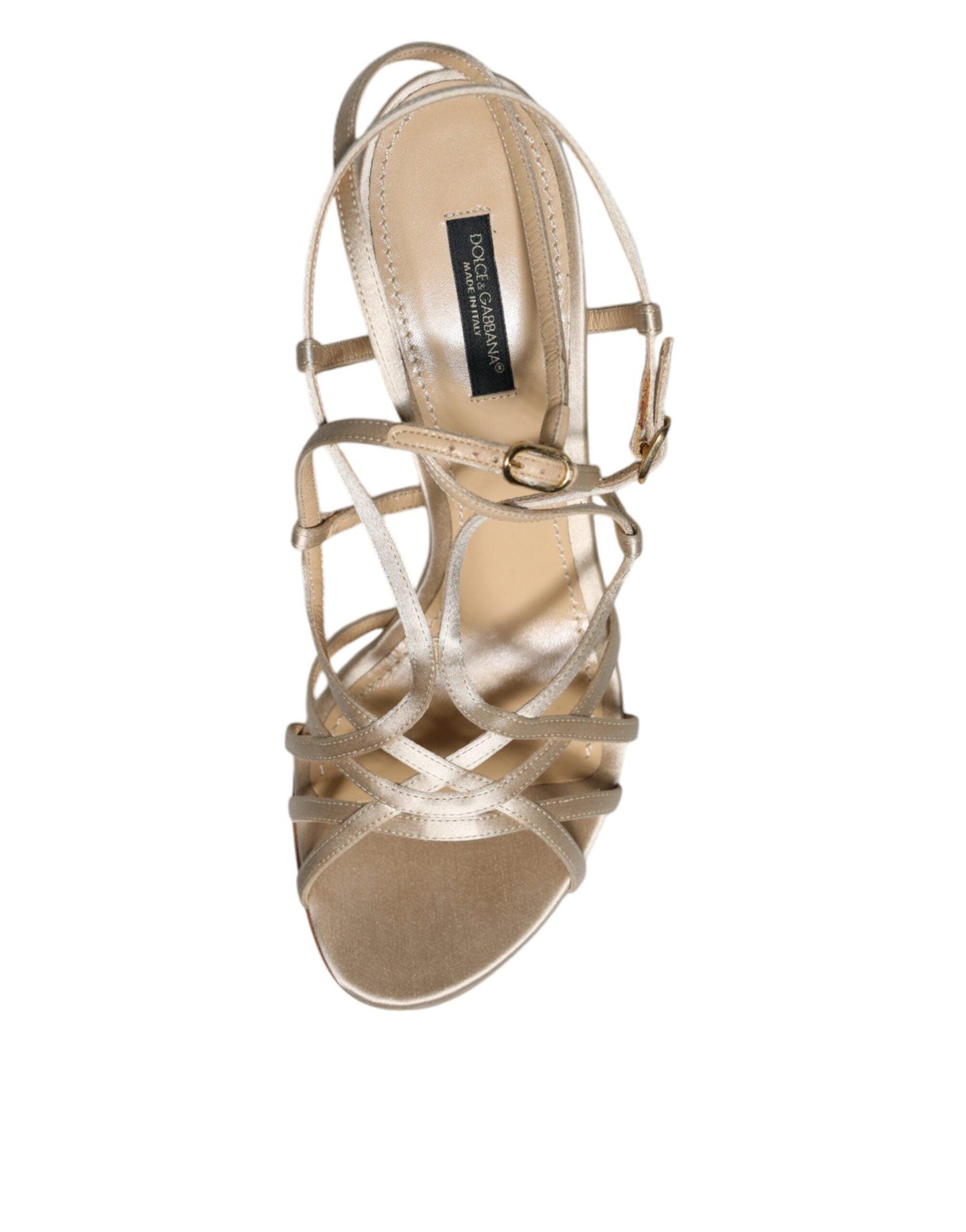 Dolce & Gabbana Beige Leather Stiletto Heels Sandals Shoes - Arichezz.store