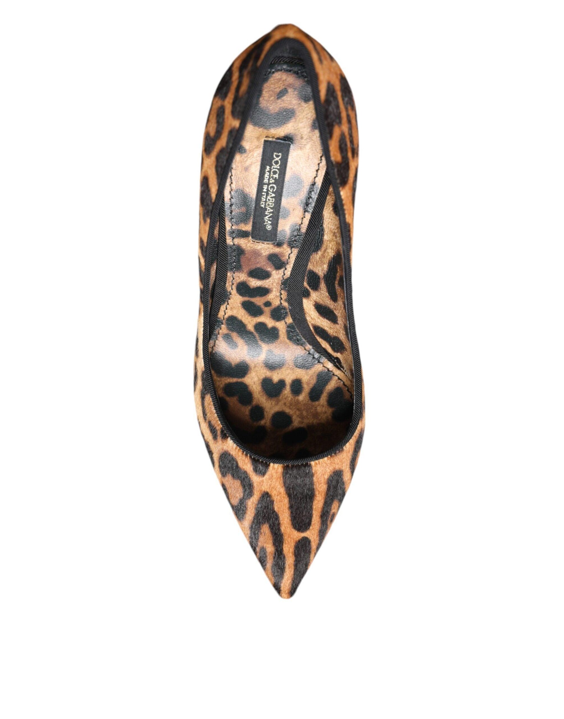 Dolce & Gabbana Brown Leopard Calf Hair Heels Pumps Shoes - Arichezz.store