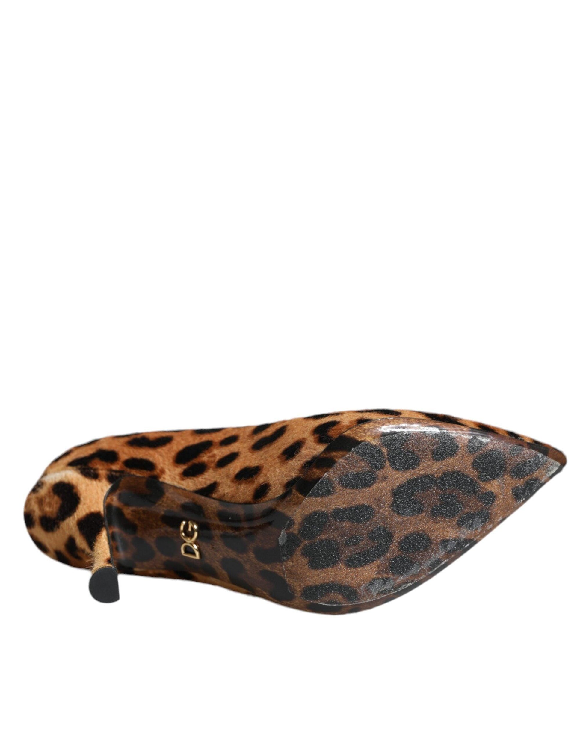 Dolce & Gabbana Brown Leopard Calf Hair Heels Pumps Shoes - Arichezz.store