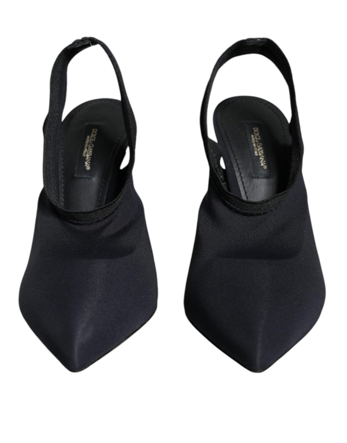 Dolce & Gabbana Black Jersey Stretch Heels Slingback Shoes - Arichezz.store