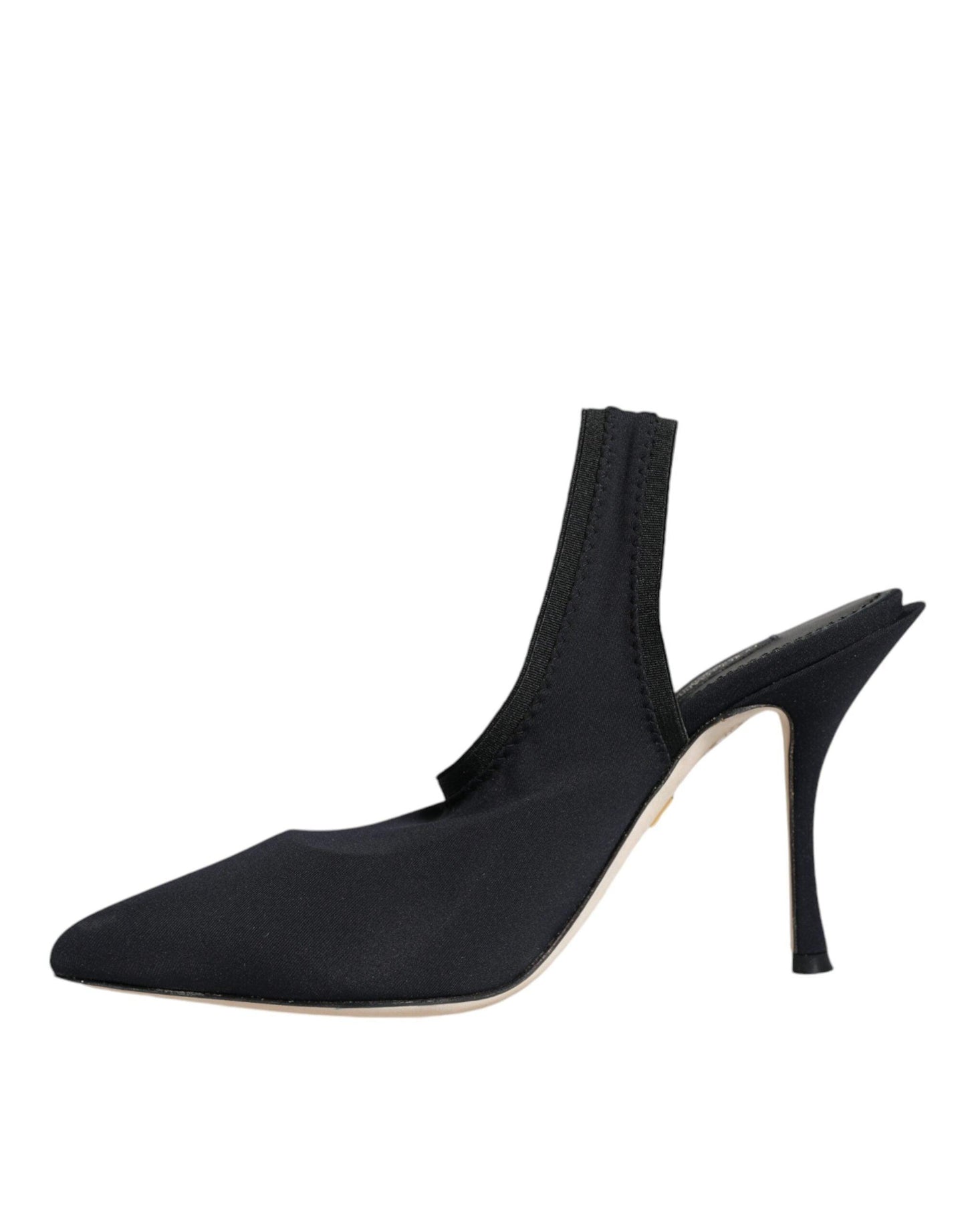 Dolce & Gabbana Black Jersey Stretch Heels Slingback Shoes - Arichezz.store