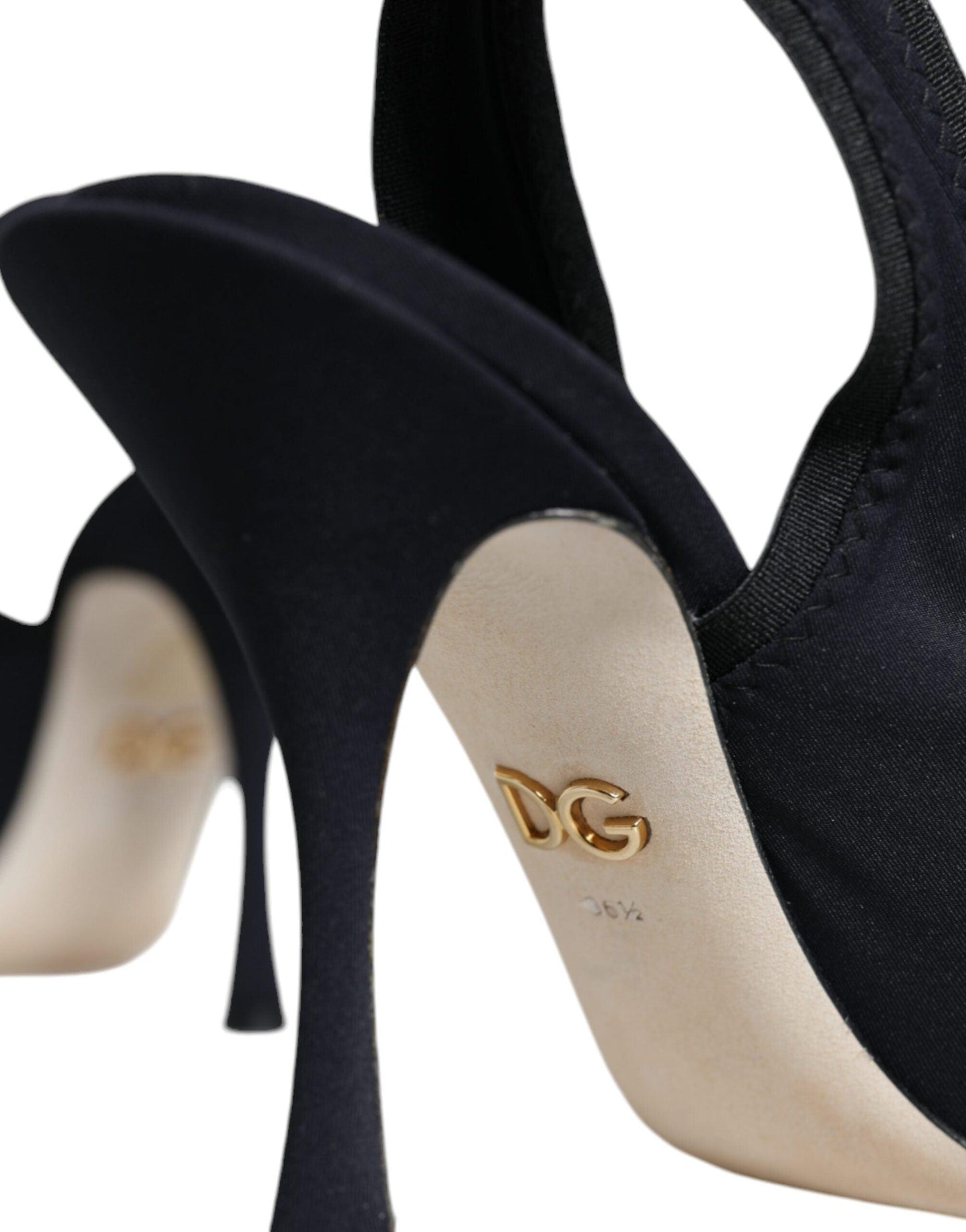 Dolce & Gabbana Black Jersey Stretch Heels Slingback Shoes - Arichezz.store