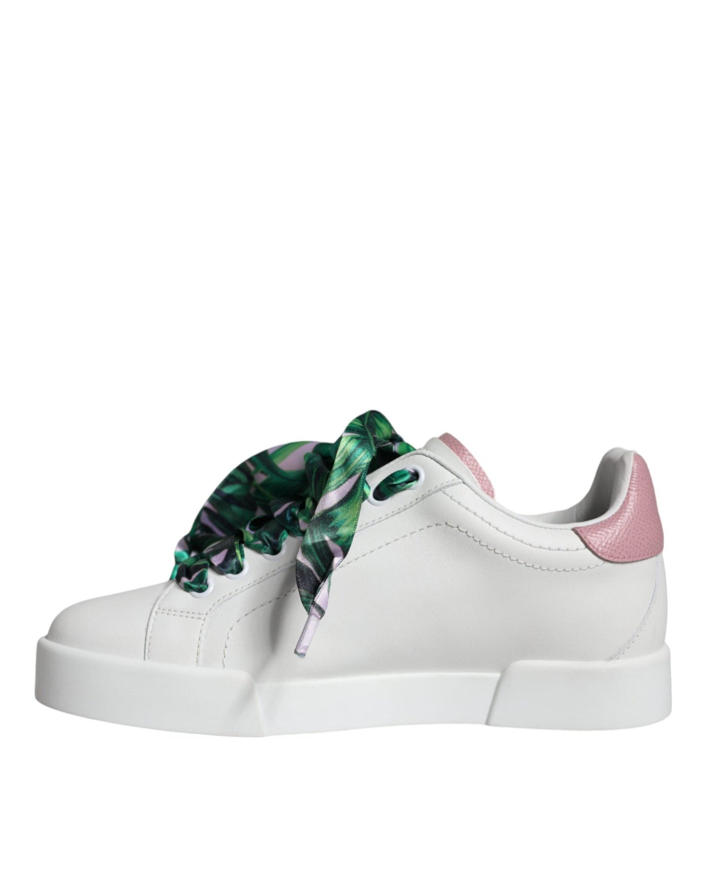 Dolce & Gabbana White Leather Portofino Low Top Sneakers Shoes - Arichezz.store