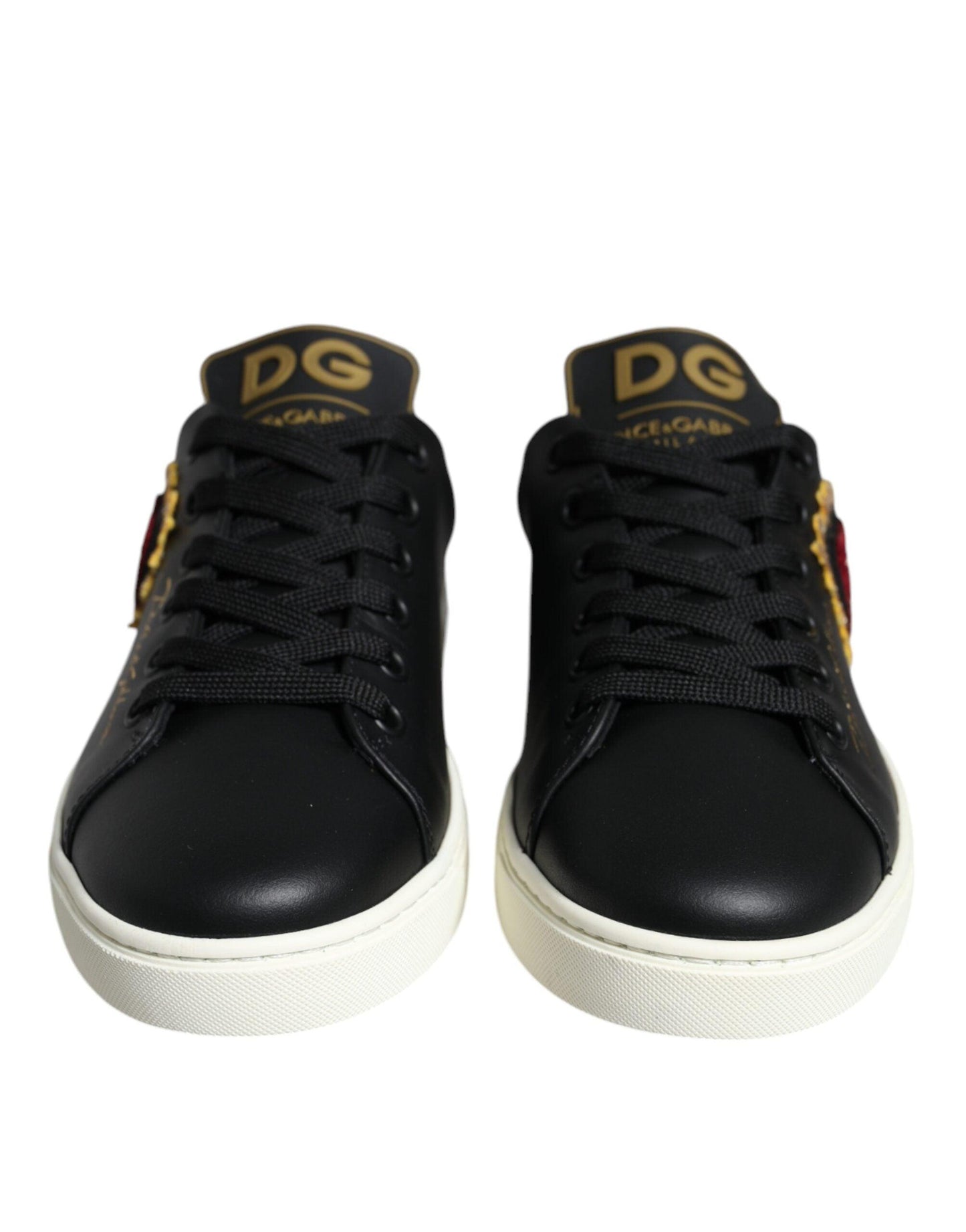 Dolce & Gabbana Black Portofino Sacred Heart Sneakers Shoes - Arichezz.store