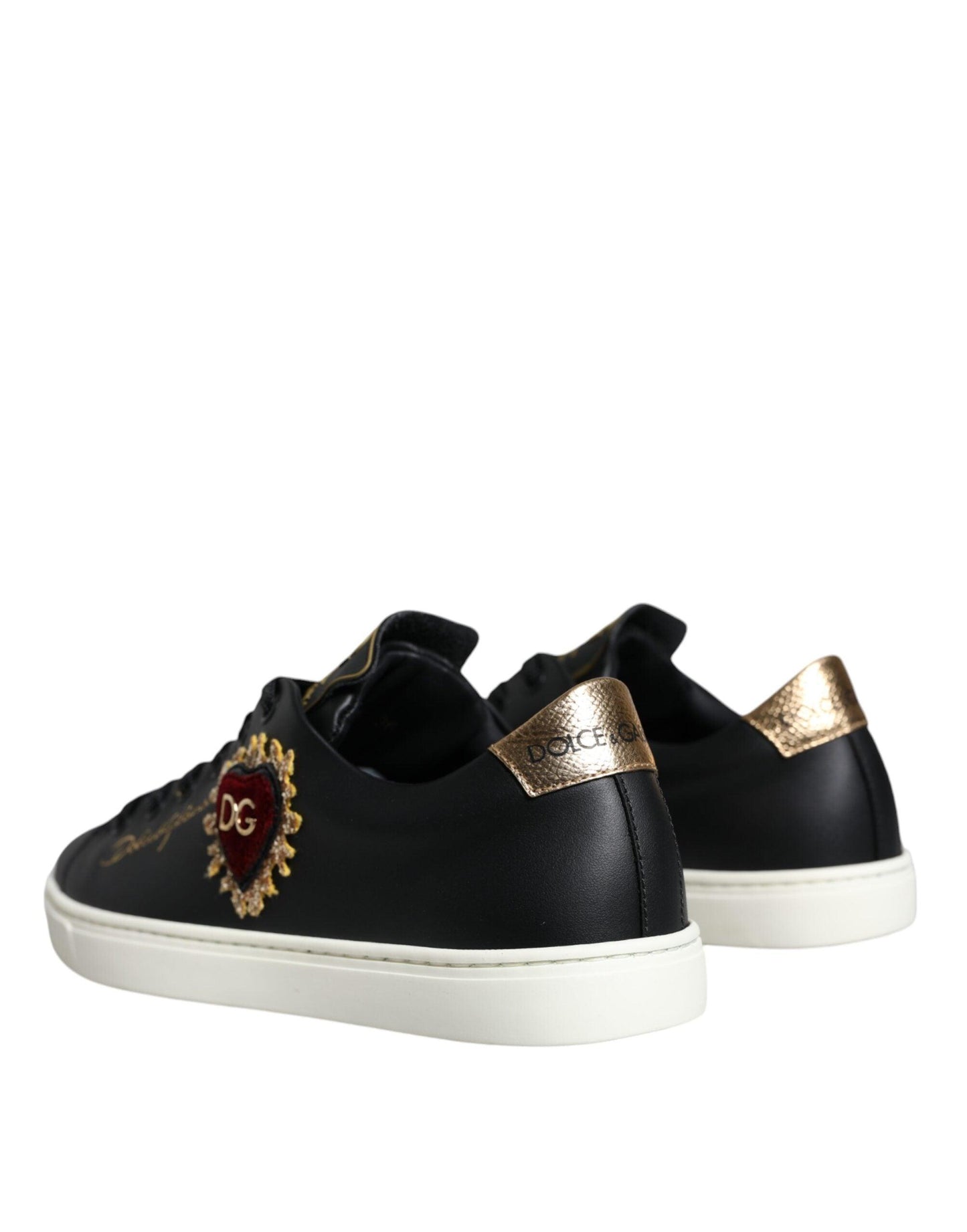 Dolce & Gabbana Black Portofino Sacred Heart Sneakers Shoes - Arichezz.store