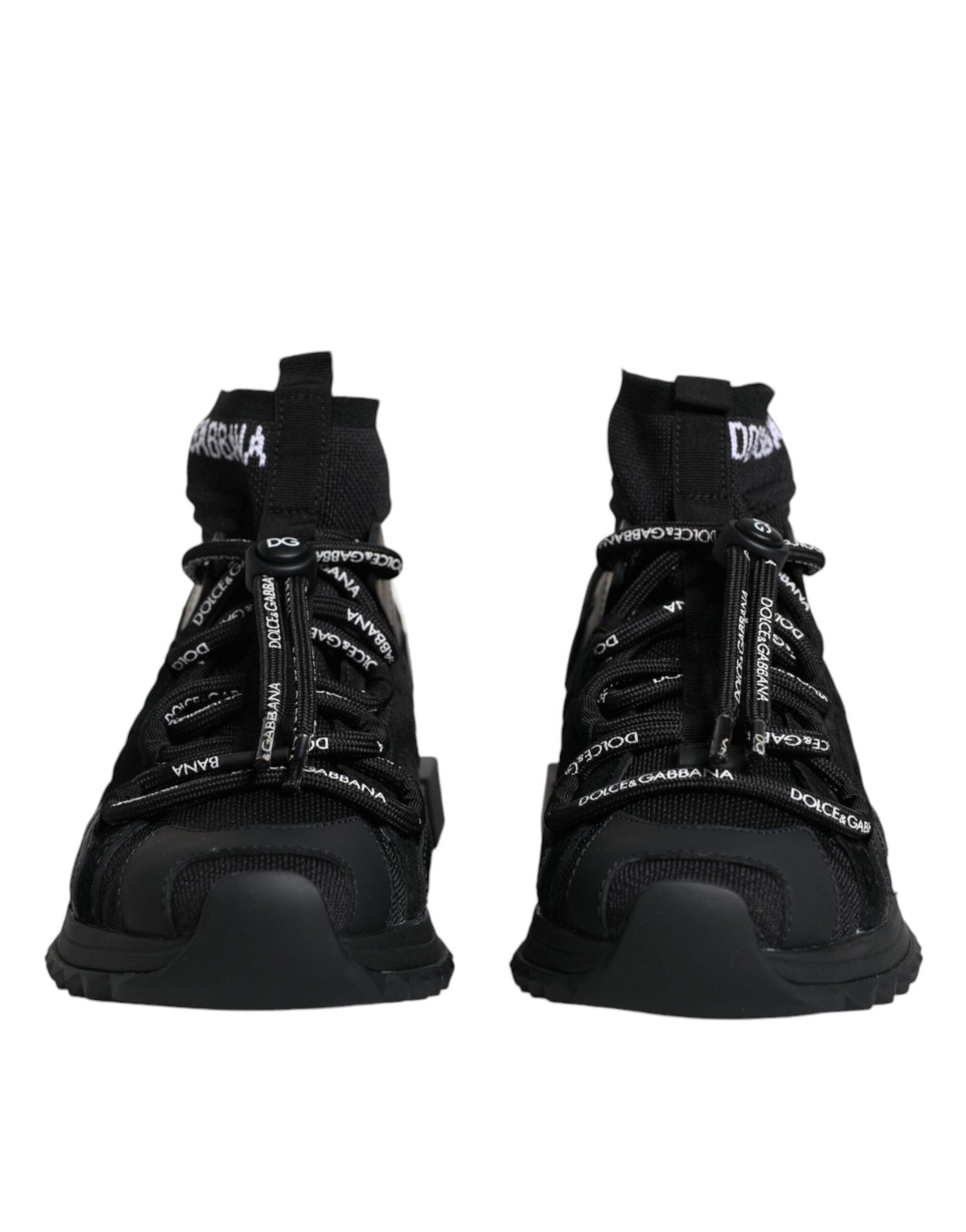 Dolce & Gabbana Black Sorrento Socks Logo Sneakers Shoes - Arichezz.store