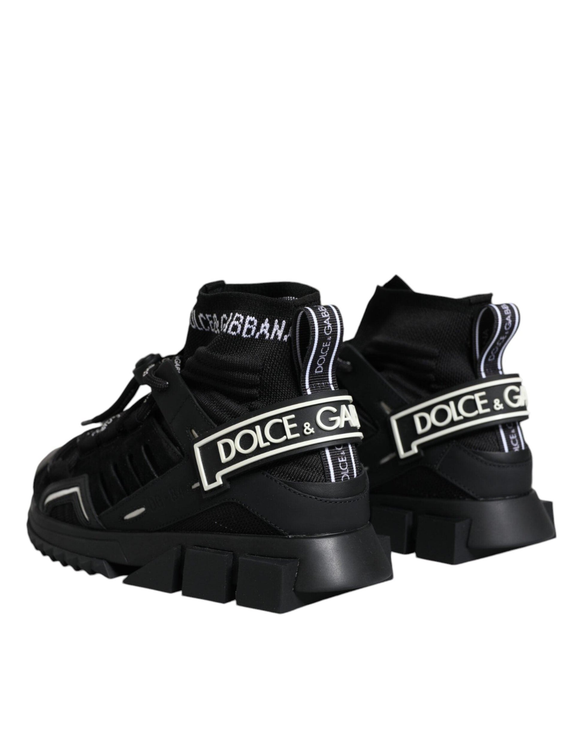 Dolce & Gabbana Black Sorrento Socks Logo Sneakers Shoes - Arichezz.store