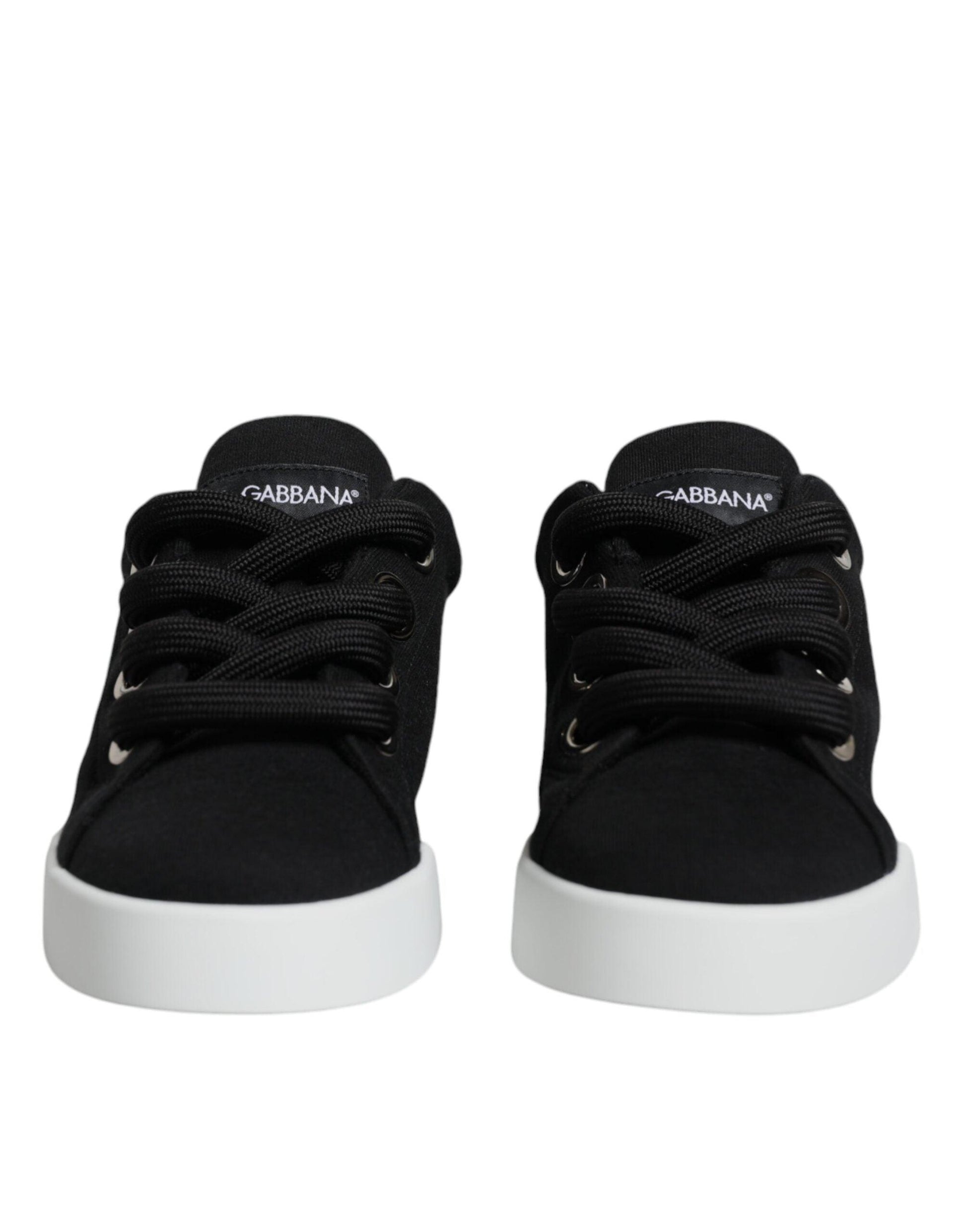 Dolce & Gabbana Black White Portofino Low Top Sneakers Shoes - Arichezz.store