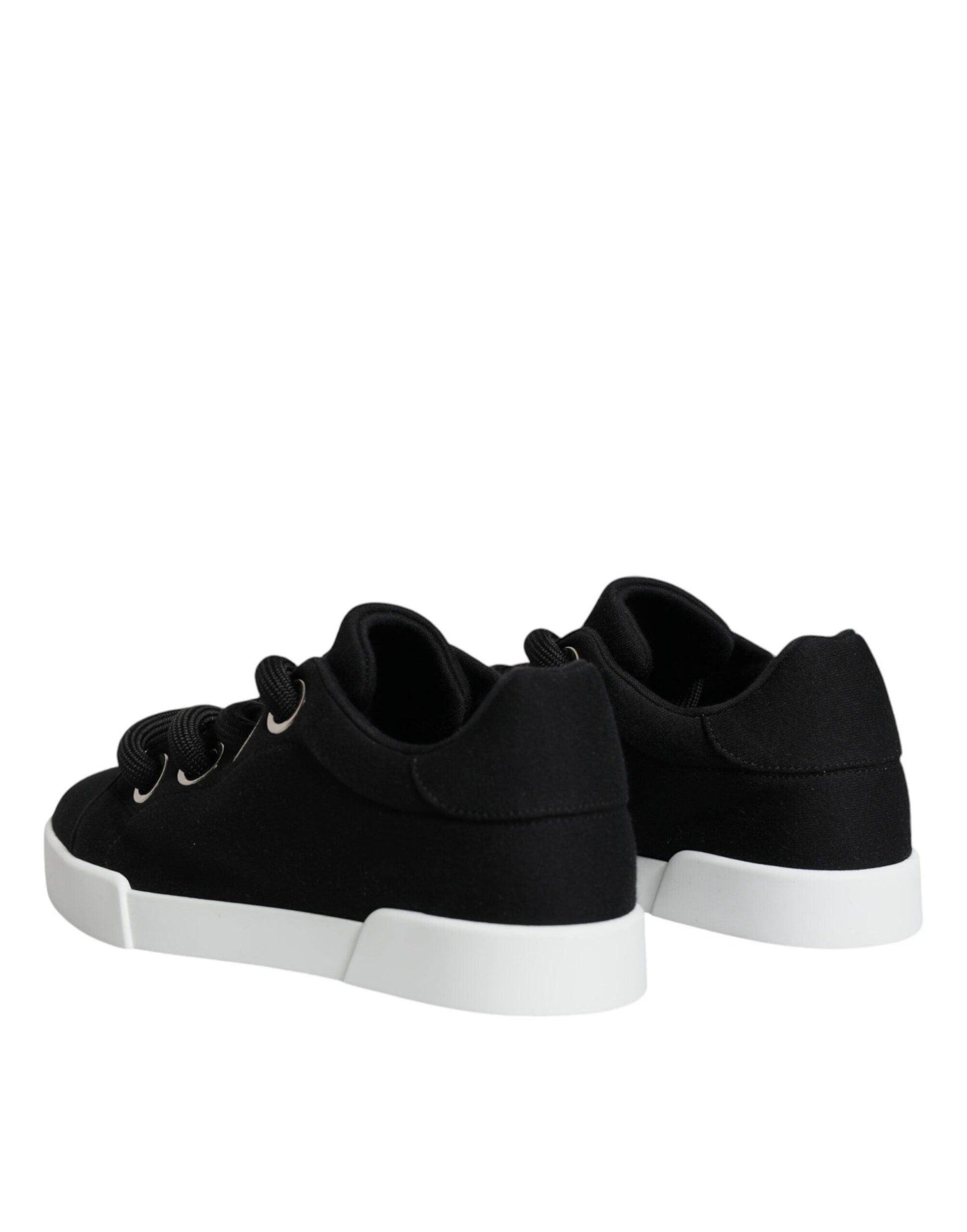 Dolce & Gabbana Black White Portofino Low Top Sneakers Shoes - Arichezz.store