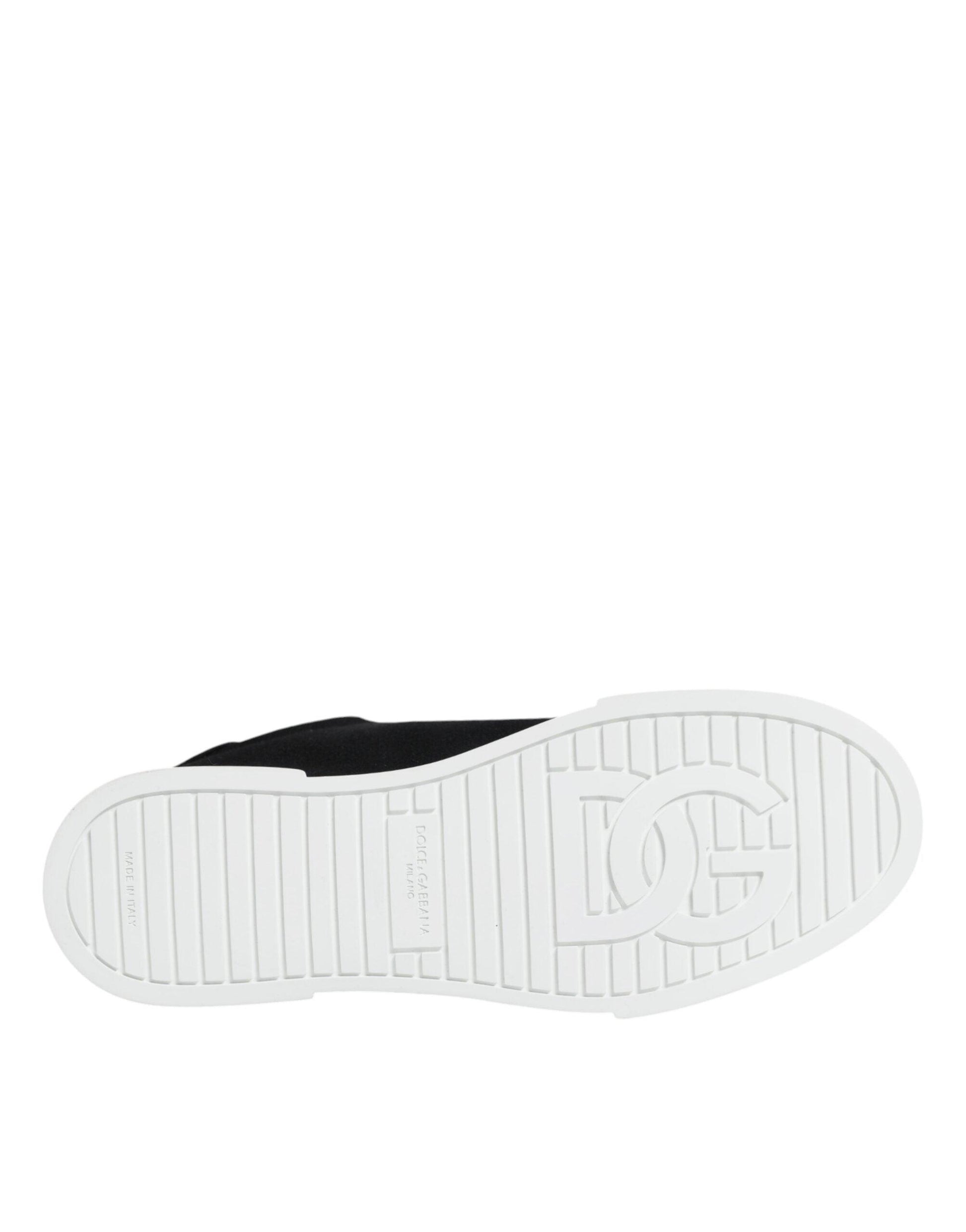 Dolce & Gabbana Black White Portofino Low Top Sneakers Shoes - Arichezz.store