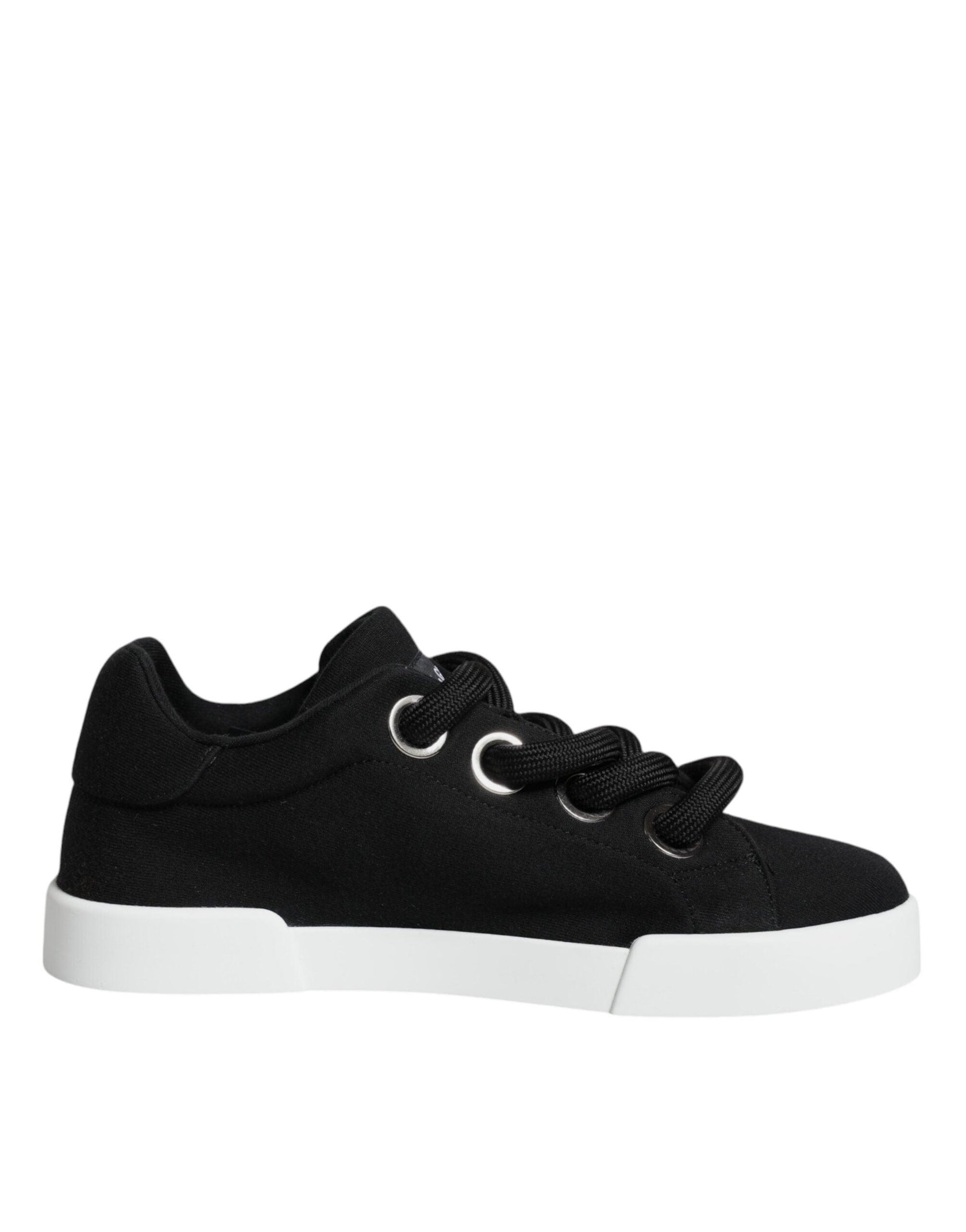 Dolce & Gabbana Black White Portofino Low Top Sneakers Shoes - Arichezz.store