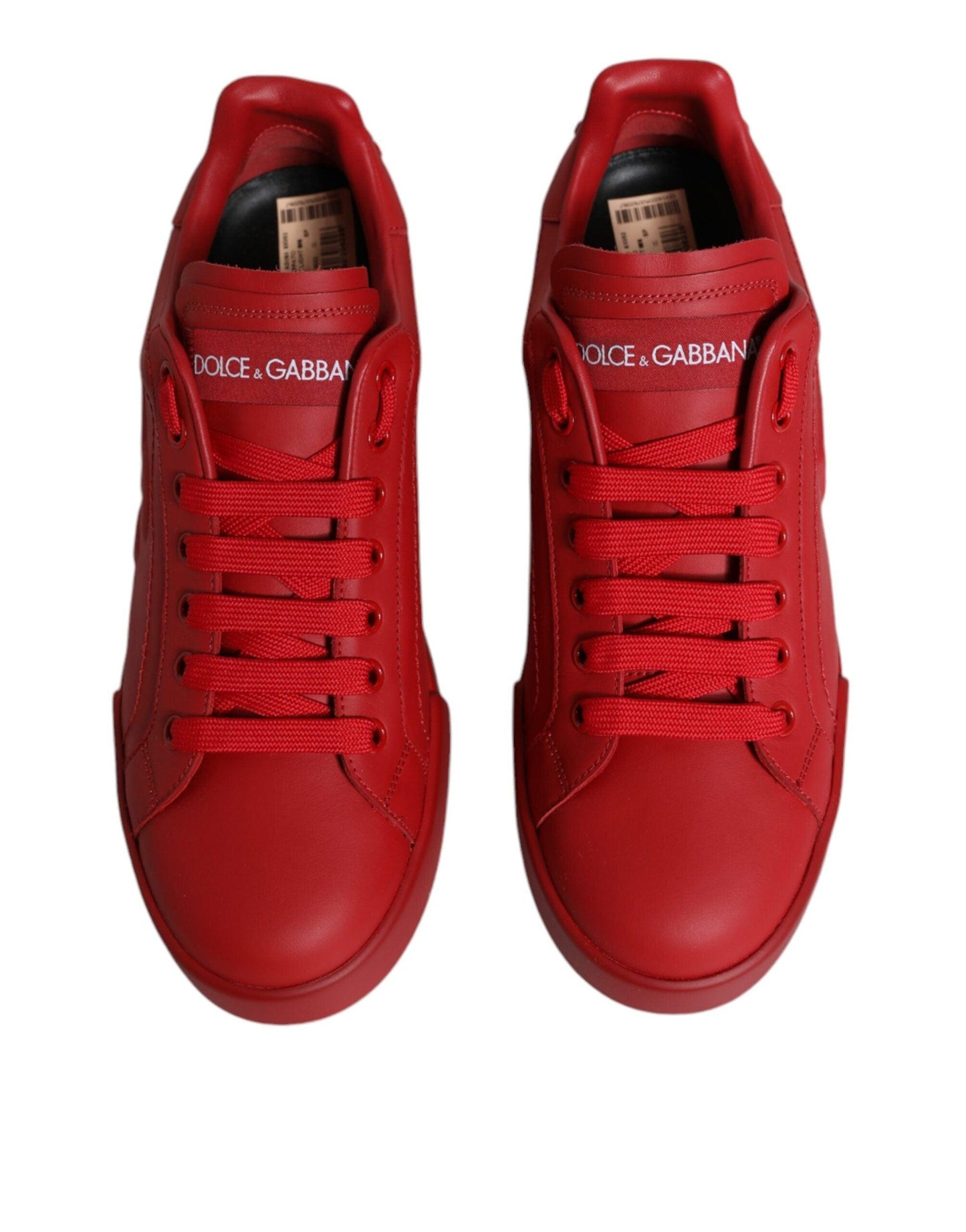 Dolce & Gabbana Red Leather Low Top Women Sneakers Shoes - Arichezz.store