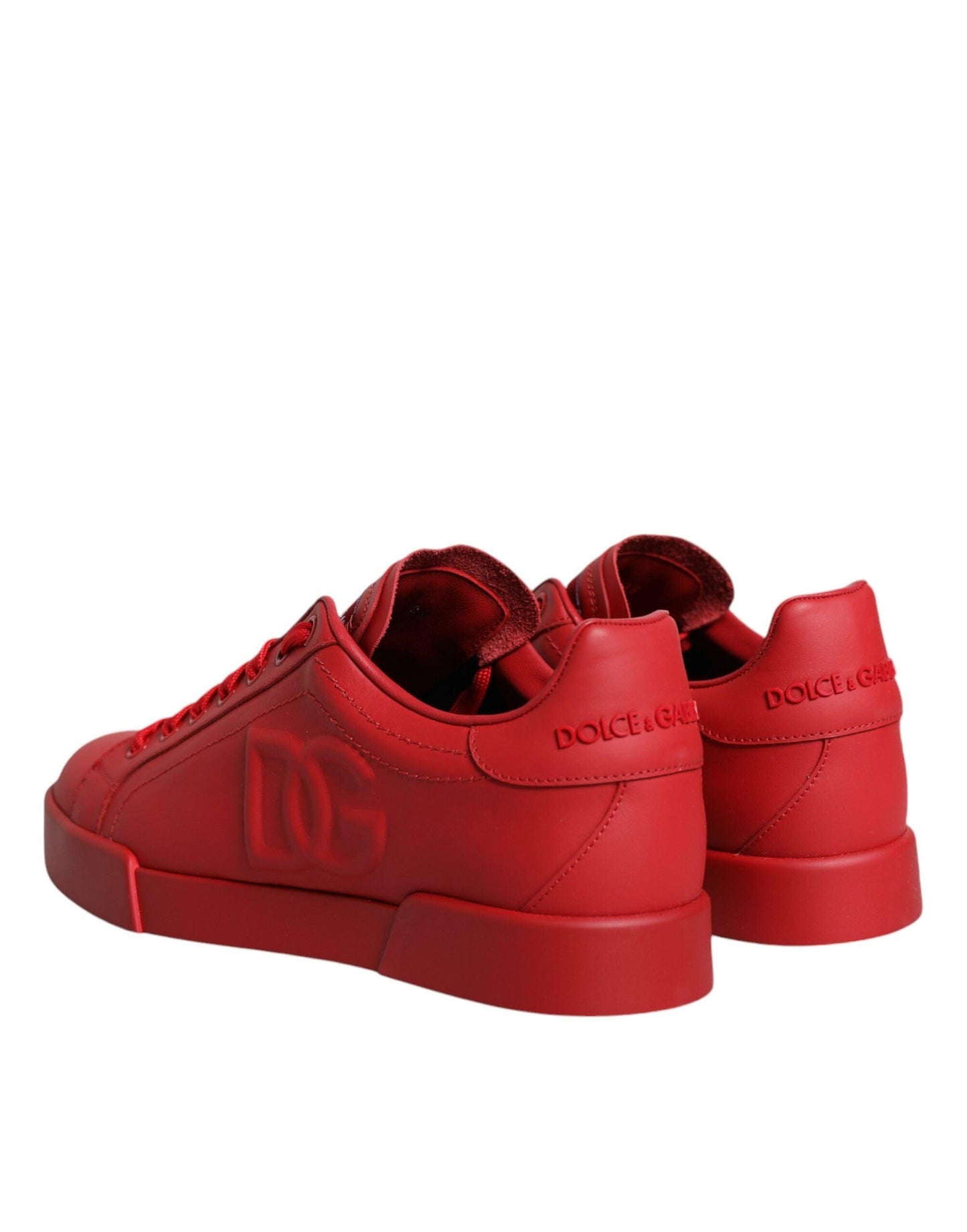 Dolce & Gabbana Red Leather Low Top Women Sneakers Shoes - Arichezz.store