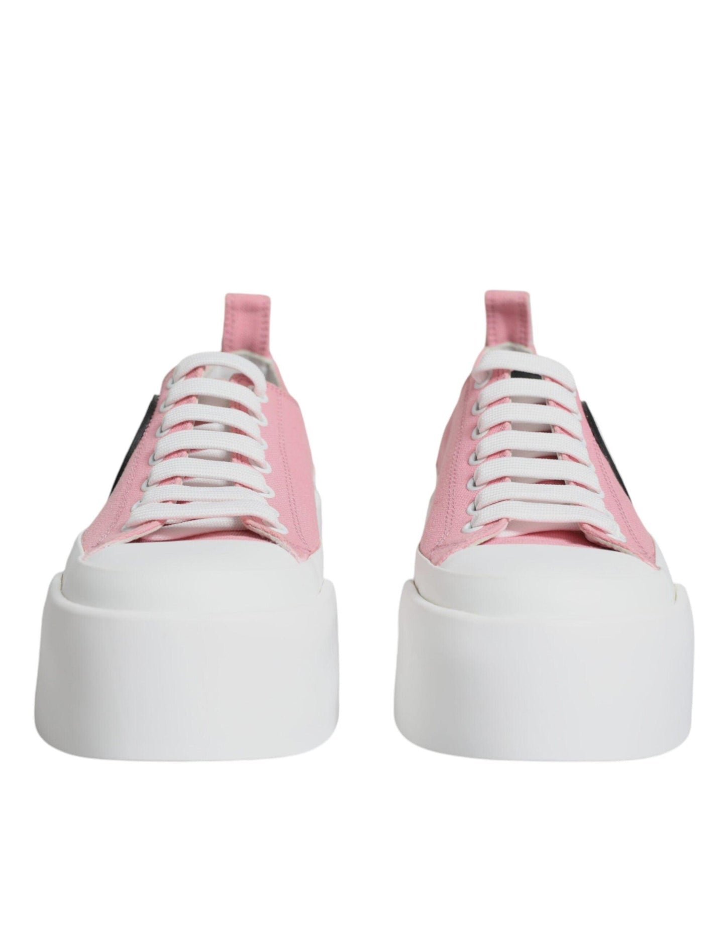 Dolce & Gabbana Pink White Canvas Logo Low Top Sneakers Shoes - Arichezz.store