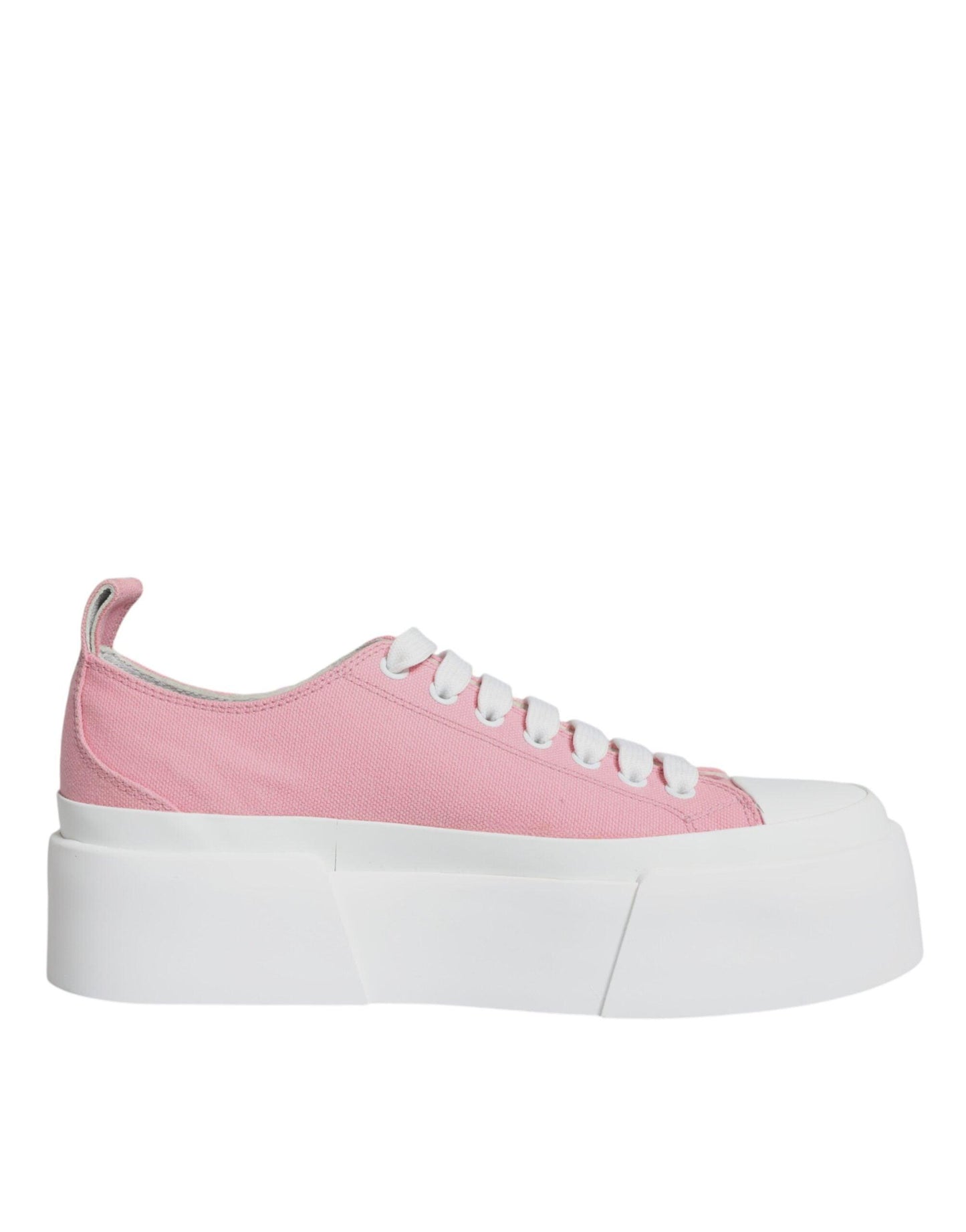 Dolce & Gabbana Pink White Canvas Logo Low Top Sneakers Shoes - Arichezz.store