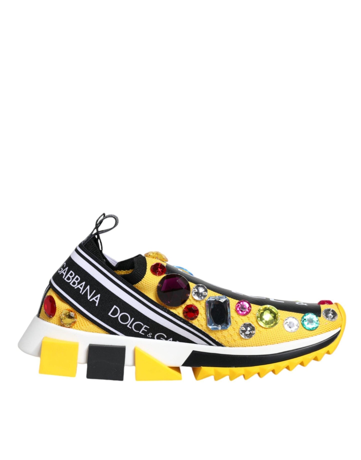 Dolce & Gabbana Yellow Sorrento Crystals Low Top Sneakers Shoes - Arichezz.store