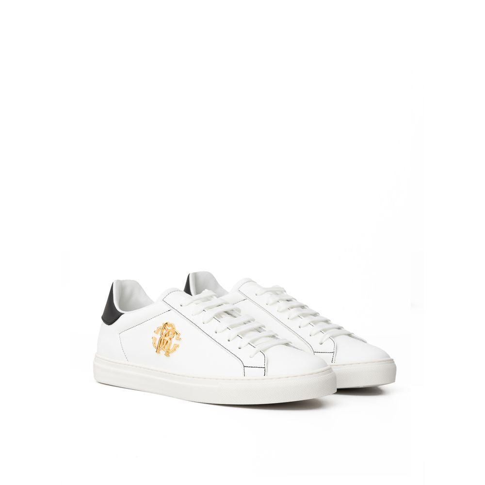 Roberto Cavalli White Leather Sneaker - Arichezz.store