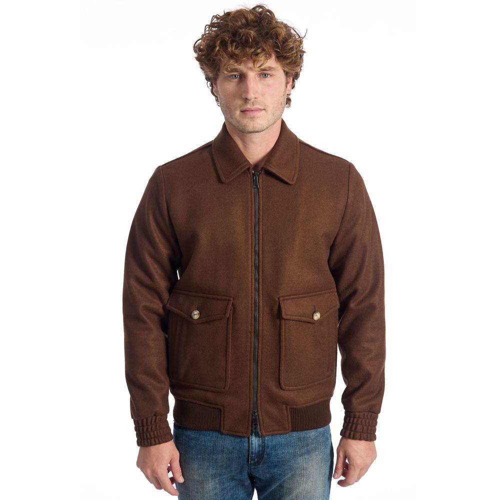 Roberto Pepe Luxury Brown Polyester Men Jacket - Arichezz.store