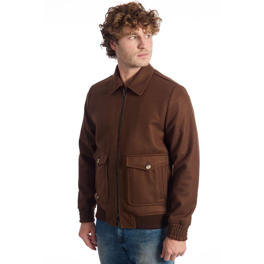 Roberto Pepe Luxury Brown Polyester Men Jacket - Arichezz.store