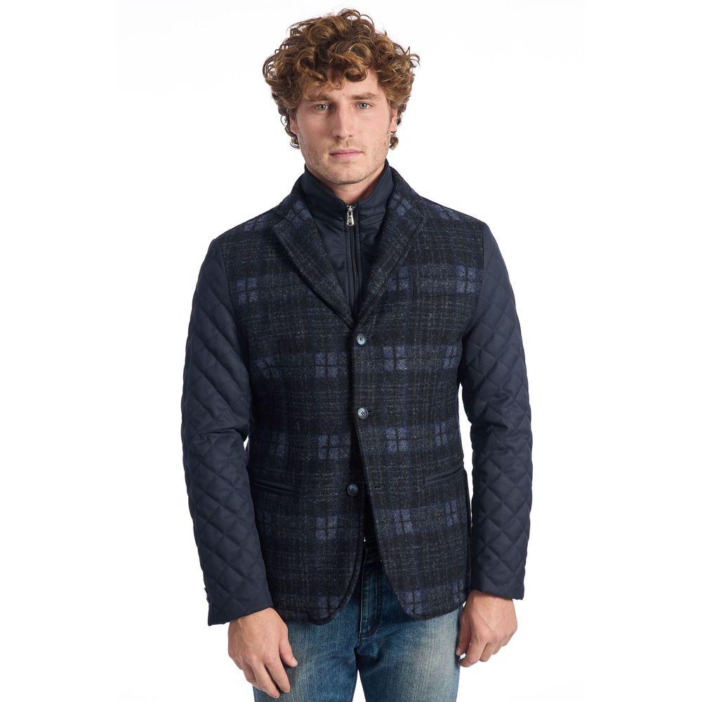 Roberto Pepe Luxury Blue Wool Men Jacket - Arichezz.store