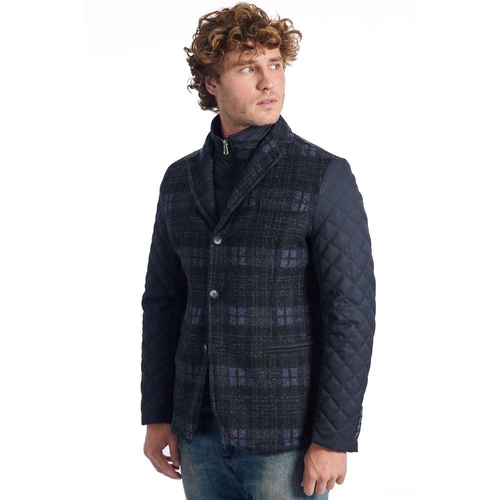 Roberto Pepe Luxury Blue Wool Men Jacket - Arichezz.store