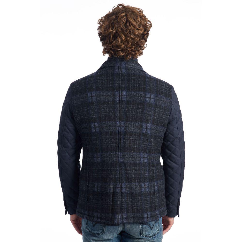 Roberto Pepe Luxury Blue Wool Men Jacket - Arichezz.store