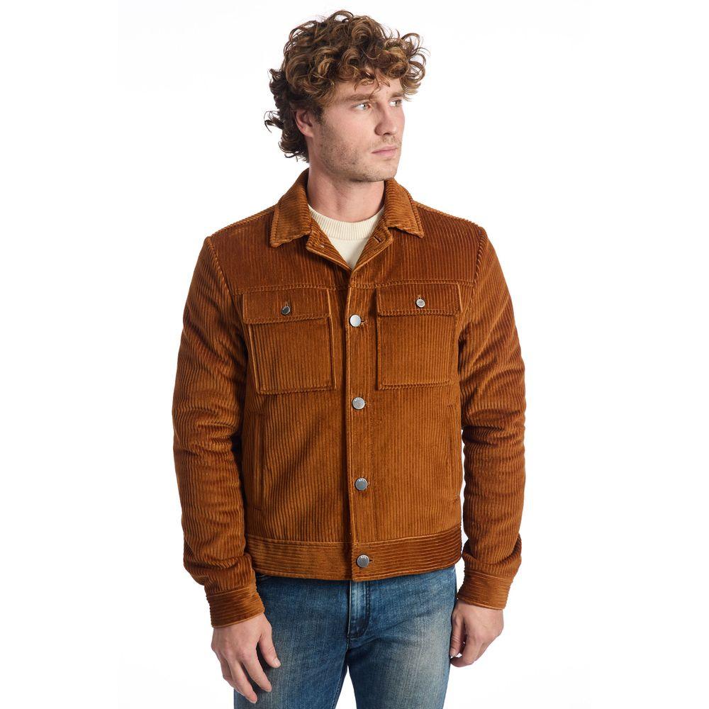 Roberto Pepe Luxury Brown Cotton Men Jacket - Arichezz.store