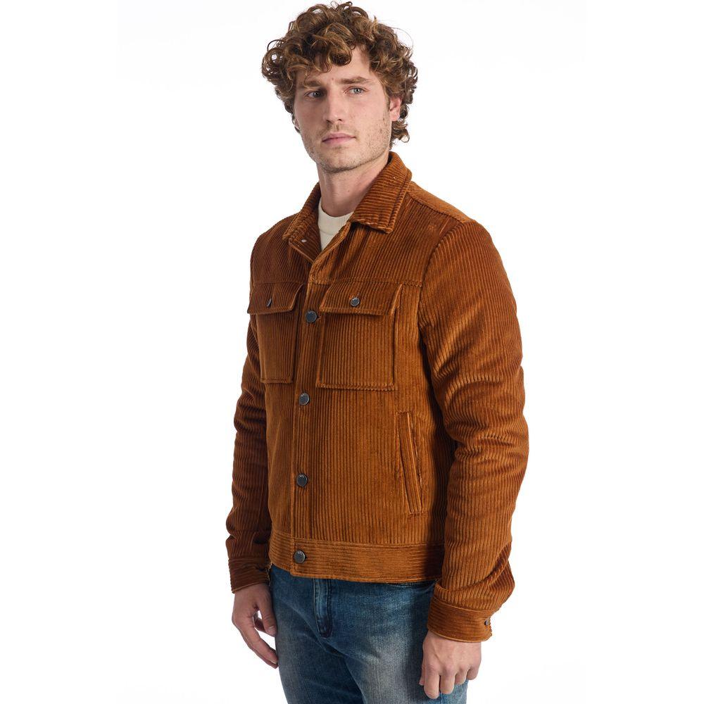 Roberto Pepe Luxury Brown Cotton Men Jacket - Arichezz.store