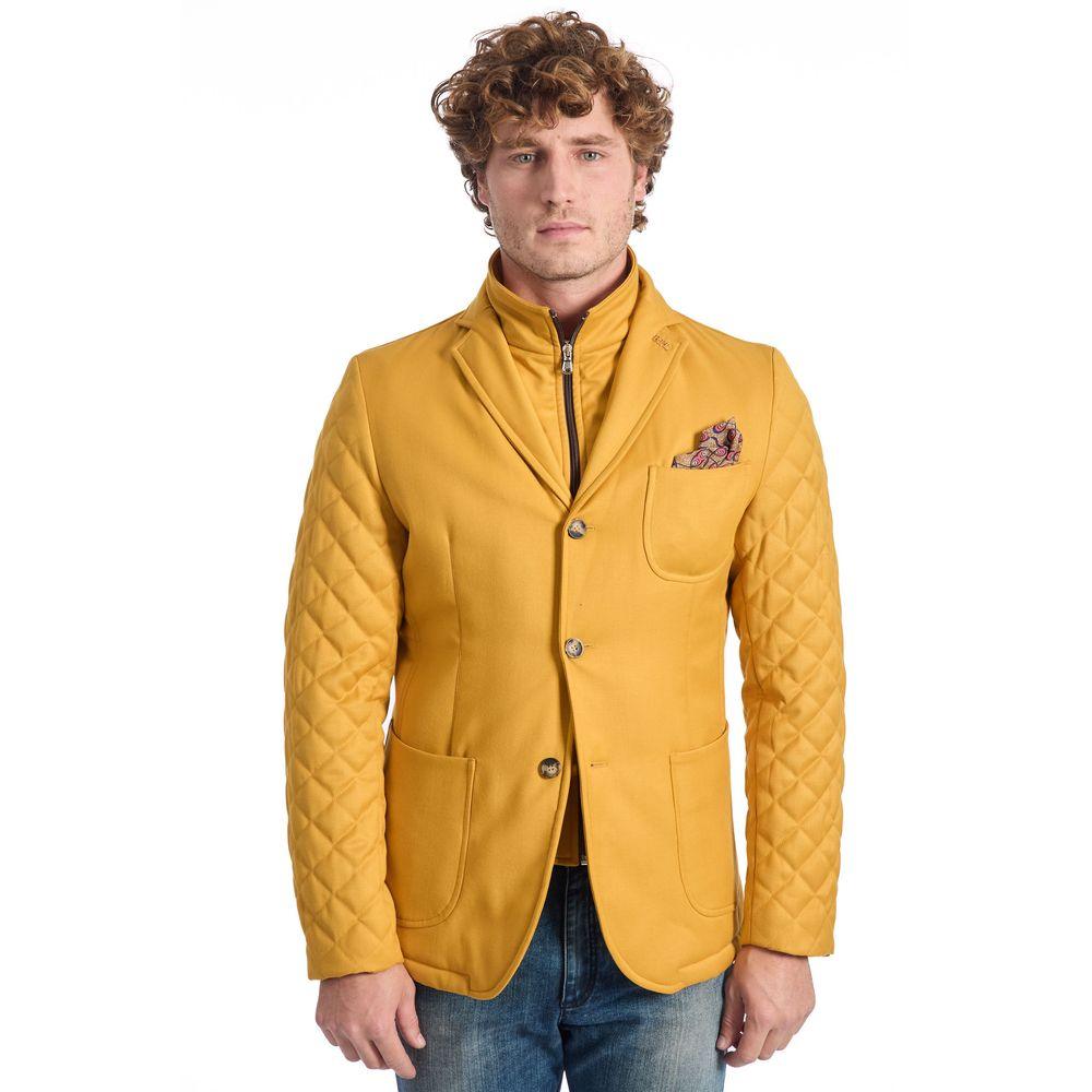 Roberto Pepe Luxury Yellow Viscose Men Jacket - Arichezz.store