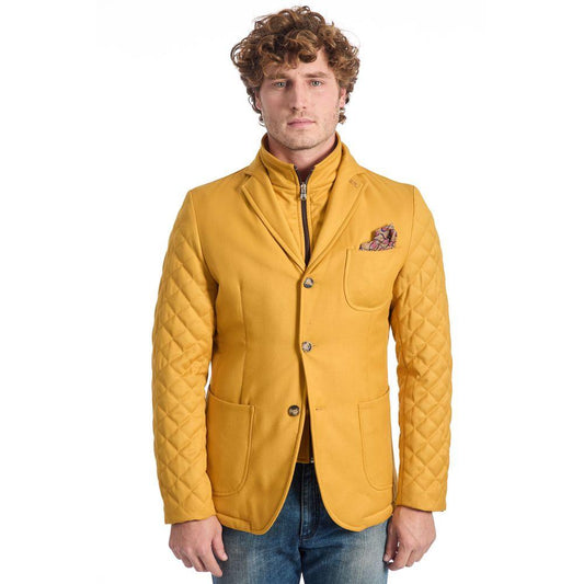 Roberto Pepe Luxury Yellow Viscose Men Jacket - Arichezz.store