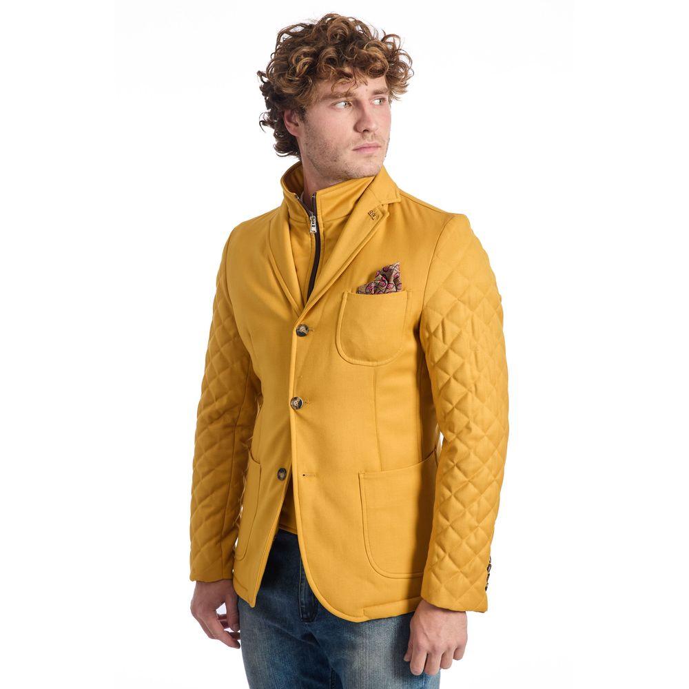 Roberto Pepe Luxury Yellow Viscose Men Jacket - Arichezz.store