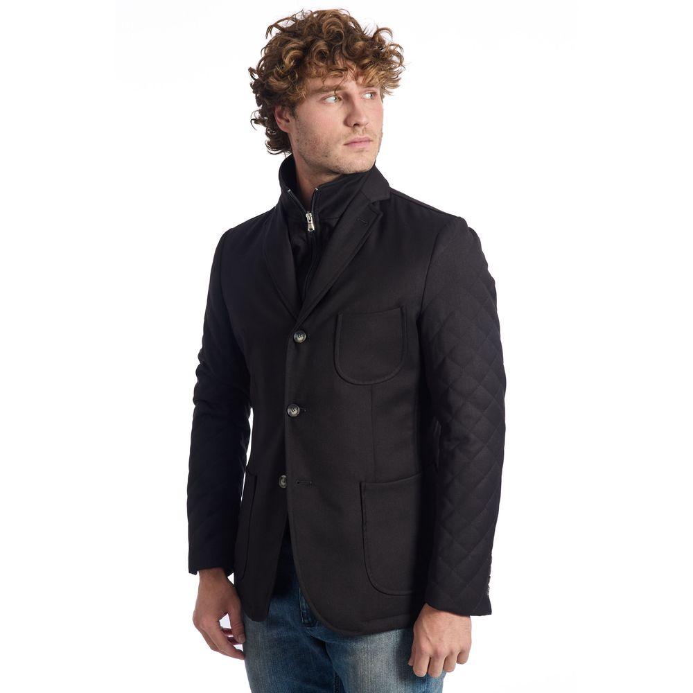 Roberto Pepe Luxury Black Viscose Men Jacket - Arichezz.store