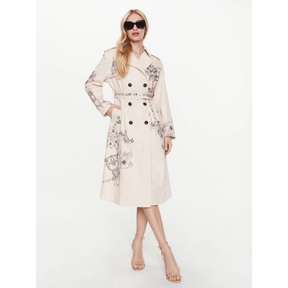 Pinko Beige Long Cotton Trench Coat - Arichezz.store