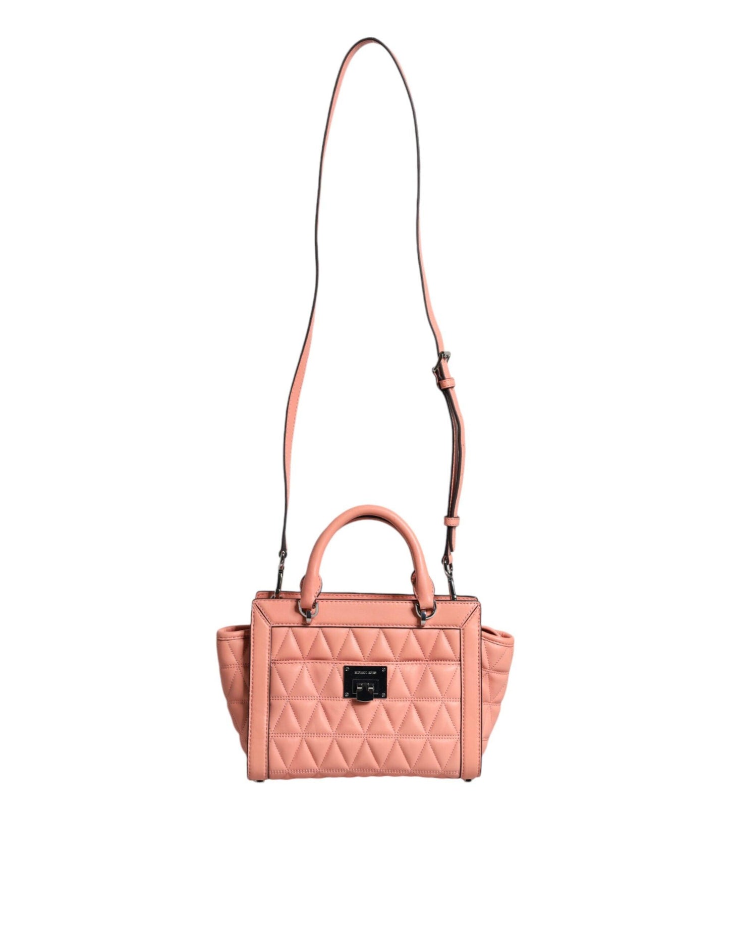 Michael Kors Peach Quilted Leather Logo Crossbody VIVIANNE Messenger Bag - Arichezz.store