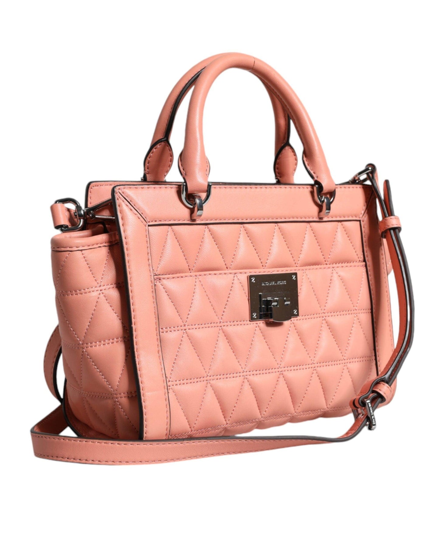 Michael Kors Peach Quilted Leather Logo Crossbody VIVIANNE Messenger Bag - Arichezz.store