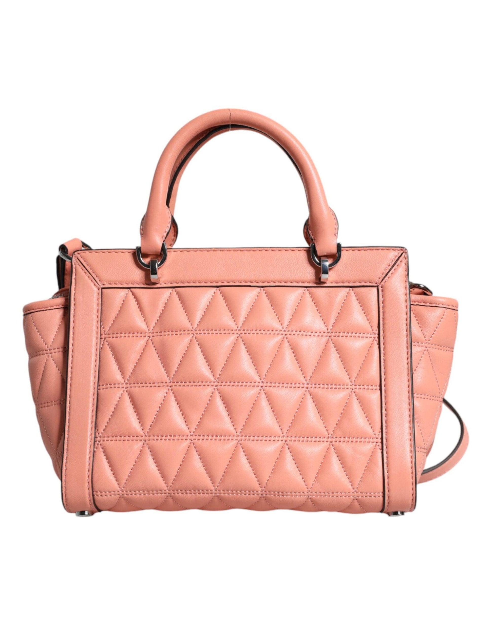 Michael Kors Peach Quilted Leather Logo Crossbody VIVIANNE Messenger Bag - Arichezz.store