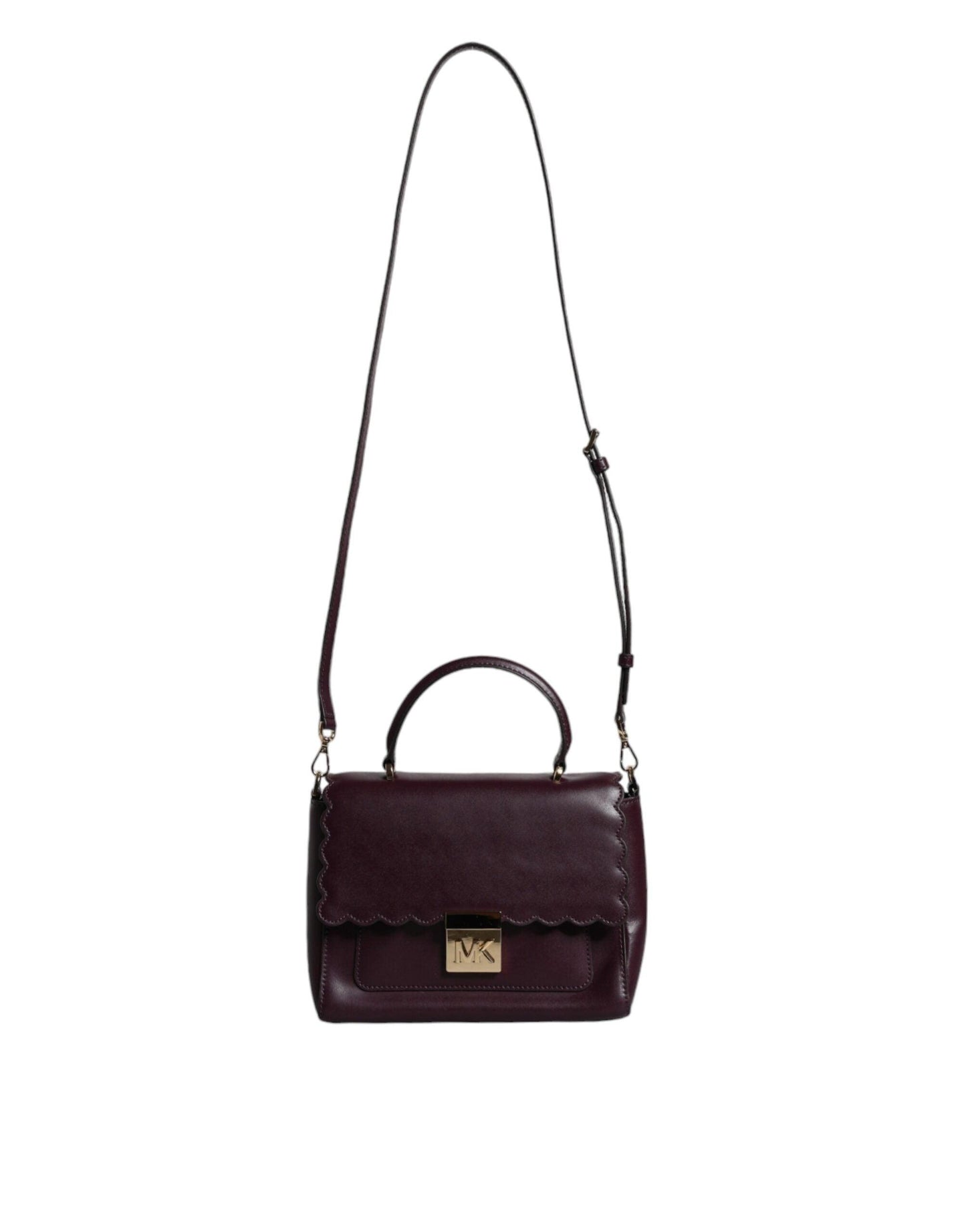 Michael Kors Purple Leather Logo Plaque Crossbody MINDY Satchel Bag - Arichezz.store