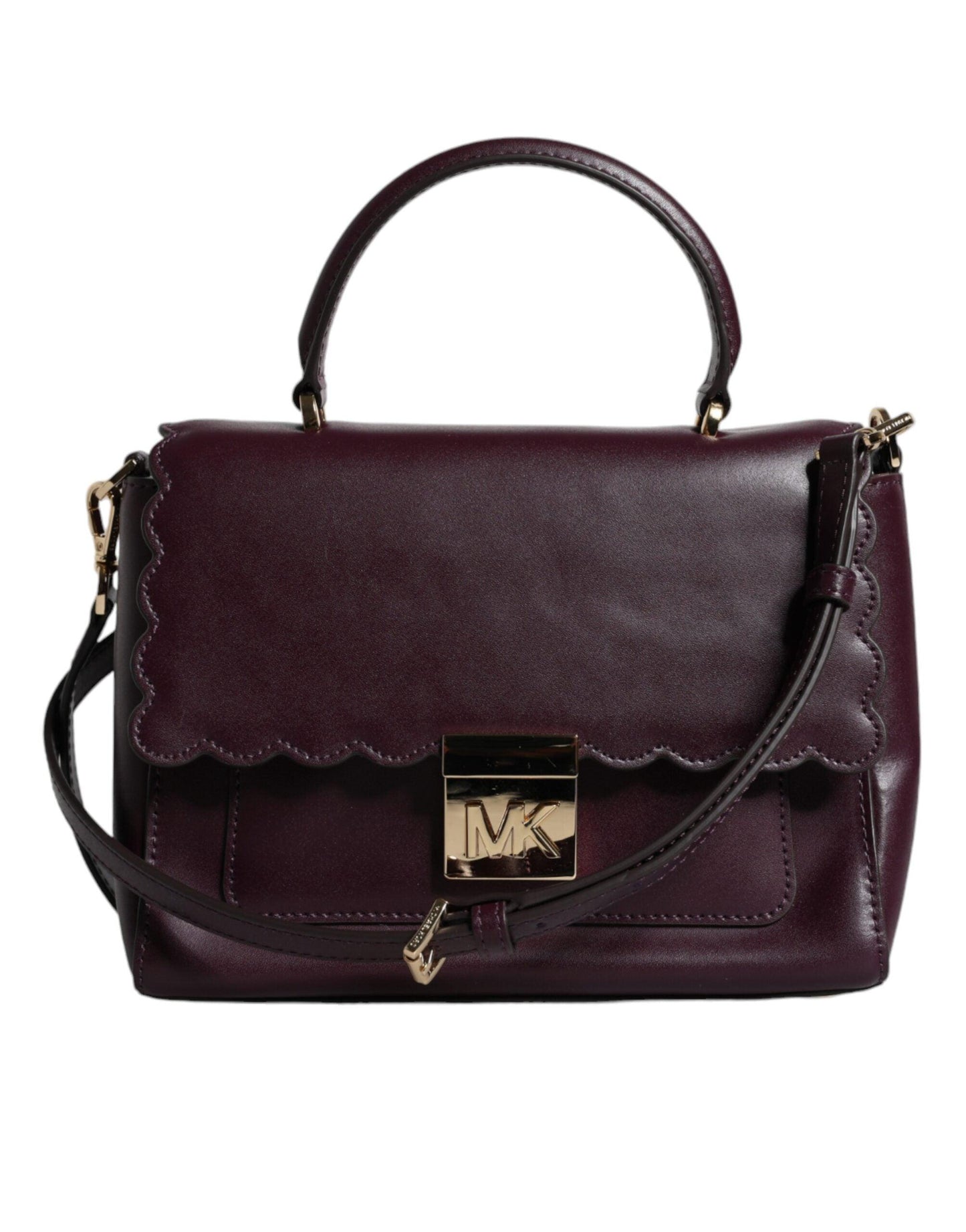 Michael Kors Purple Leather Logo Plaque Crossbody MINDY Satchel Bag - Arichezz.store